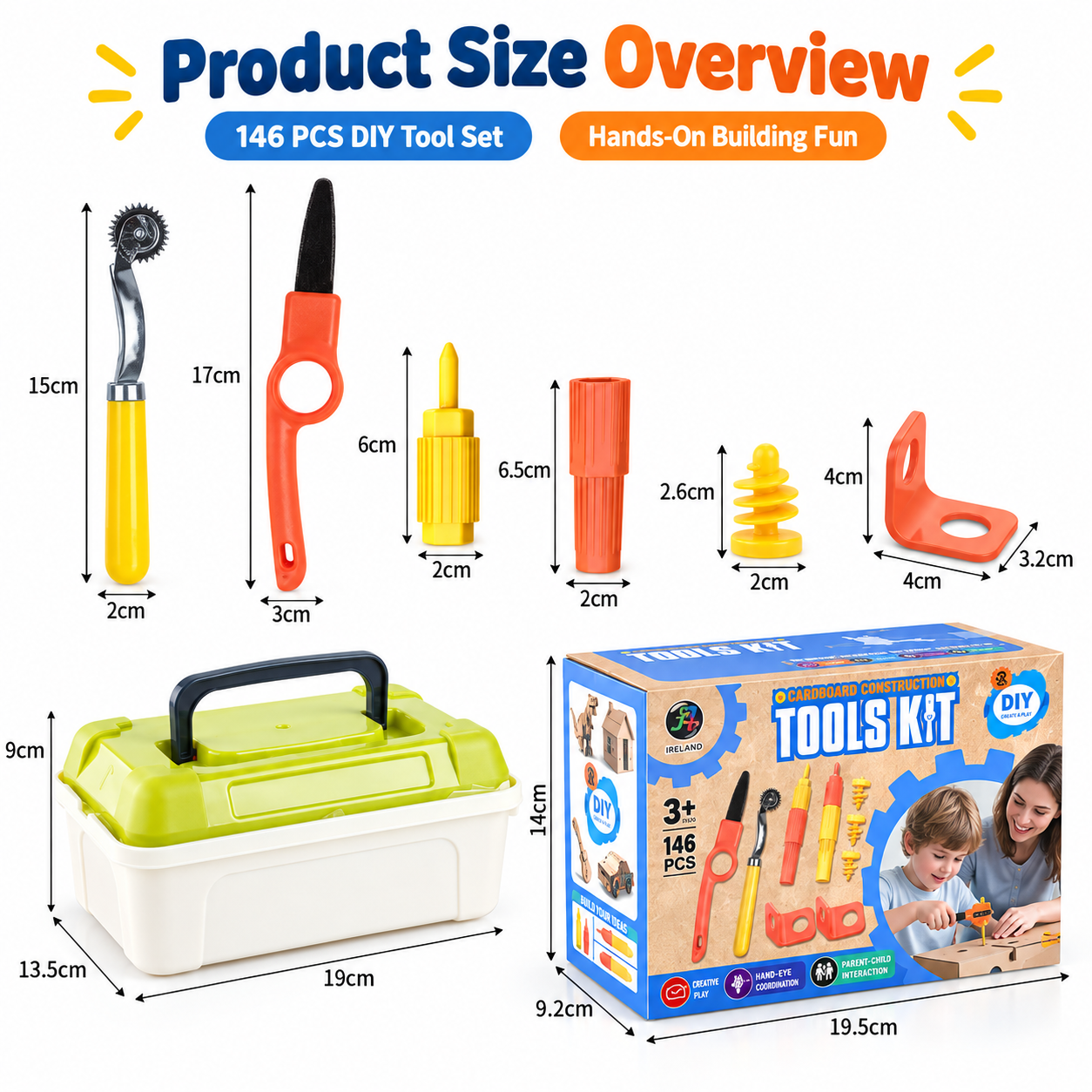 148-Piece Kids' Cardboard Construction Kit with Storage Box