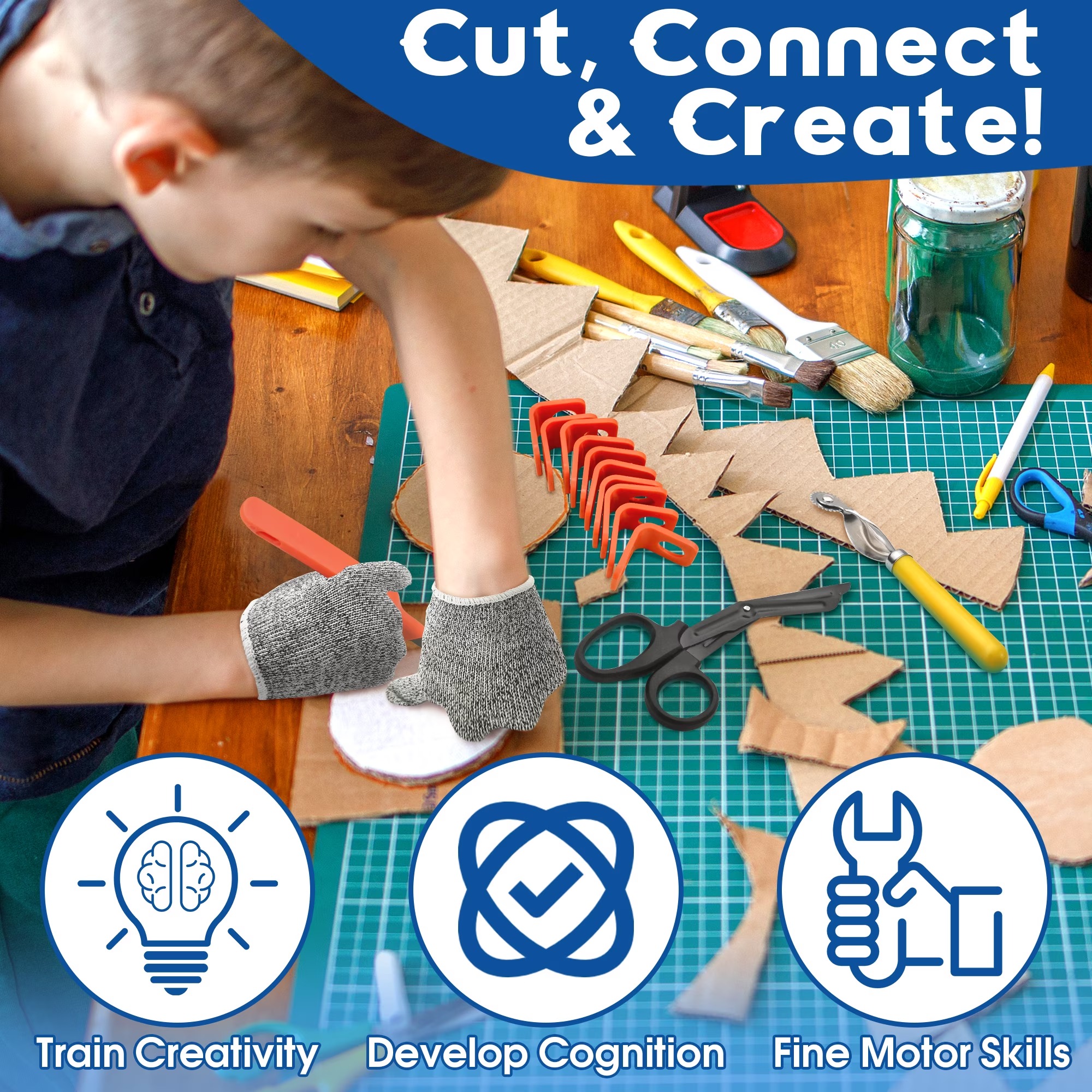 148-Piece Kids' Cardboard Construction Kit with Storage Box