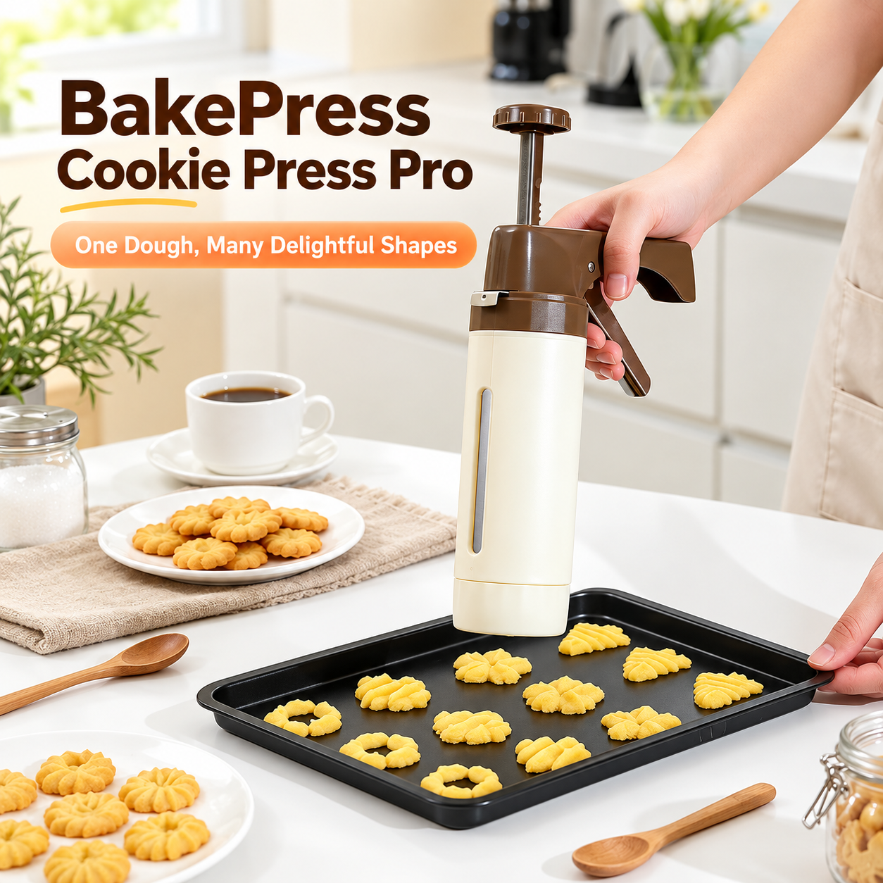Holiday Cookie Press & Decorating Kit – 13 Discs + 8 Piping Tips