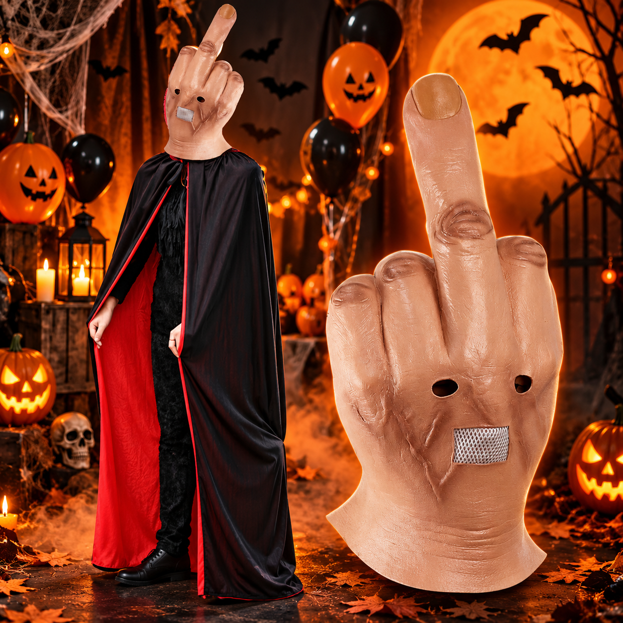 Langfingermaske på en Halloweenfest