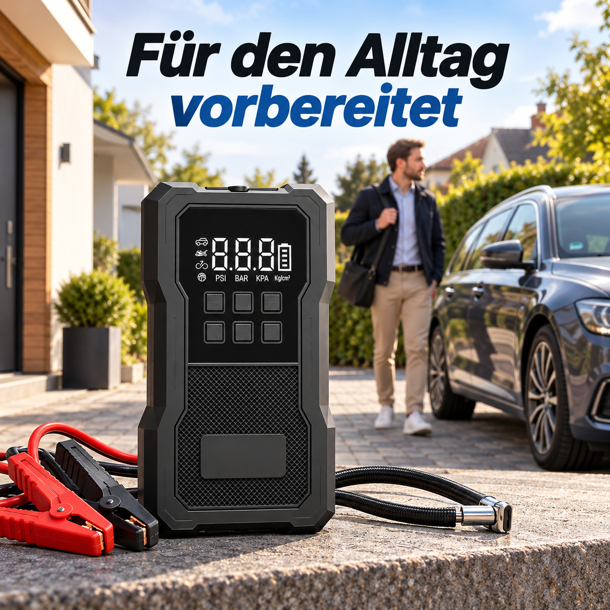 Starthilfe mit Kompressor – vorbereitet auf Batterie- und Reifenpannen