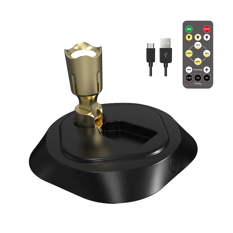 Black and gold spotlight set with remote and USB charging cable