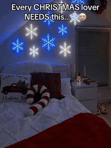 Color-changing LED snowflake wall lights controlled by remote