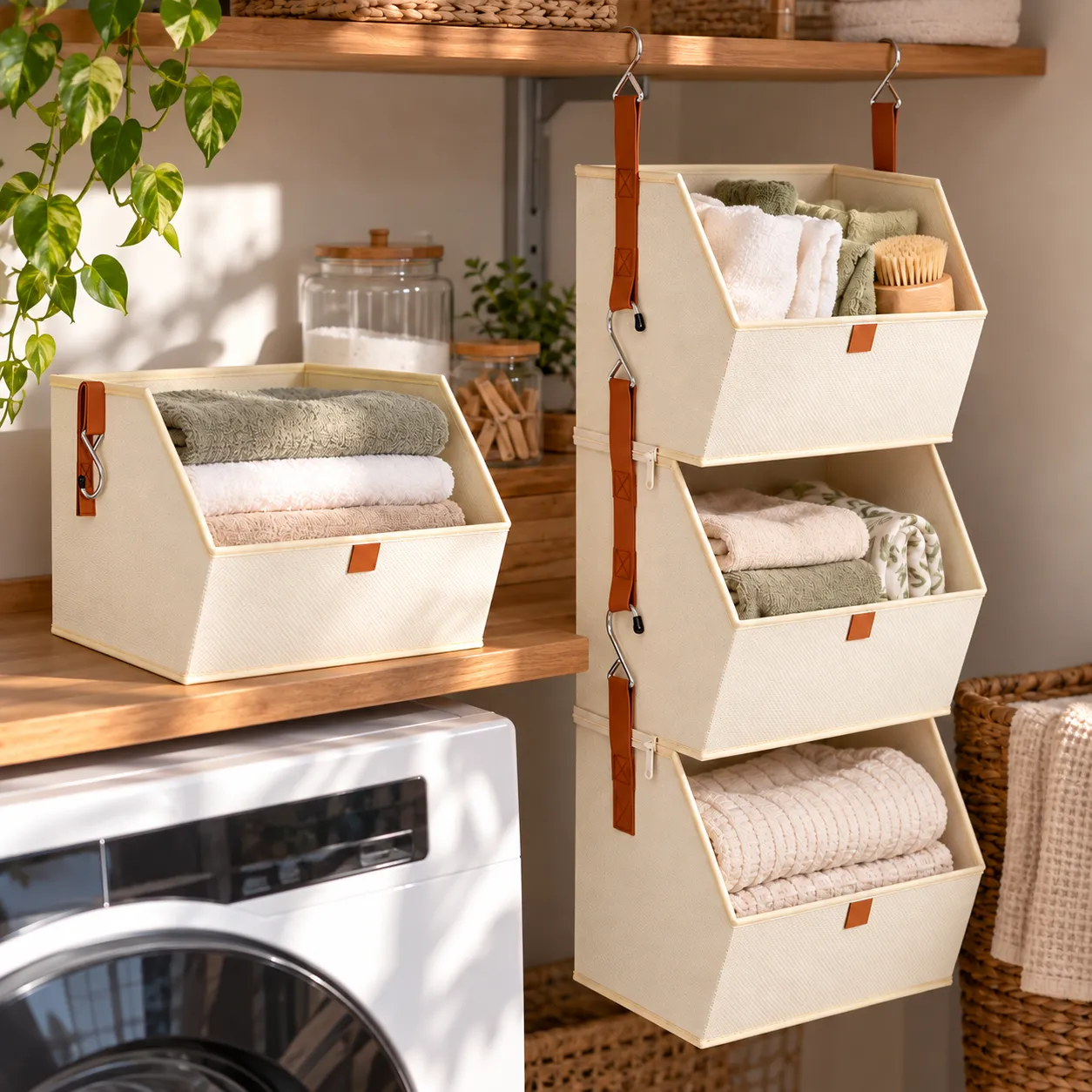 One modular bin used on a shelf beside connected bins