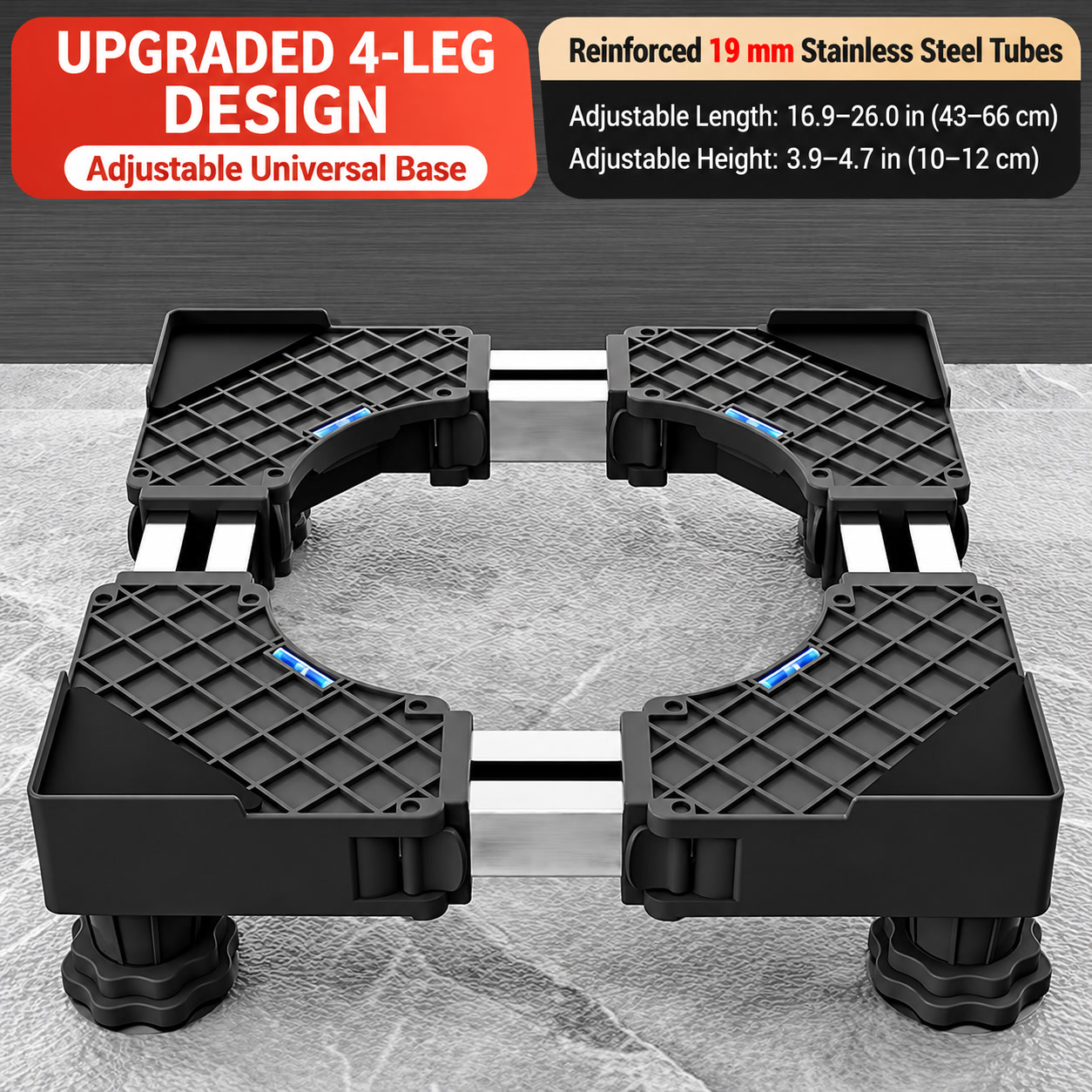 Adjustable 4-Leg Appliance Base — Stable, Expandable & Easy to Clean Under - 11