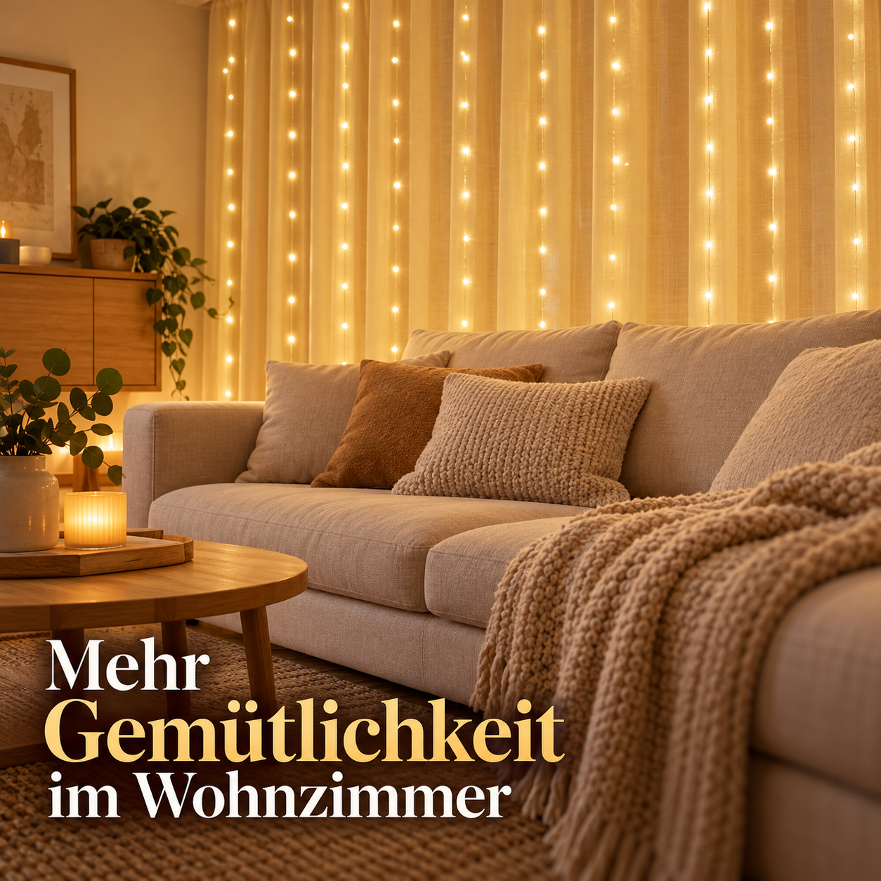 LED-Lichtervorhang für ein warmes, gemütliches Zuhause