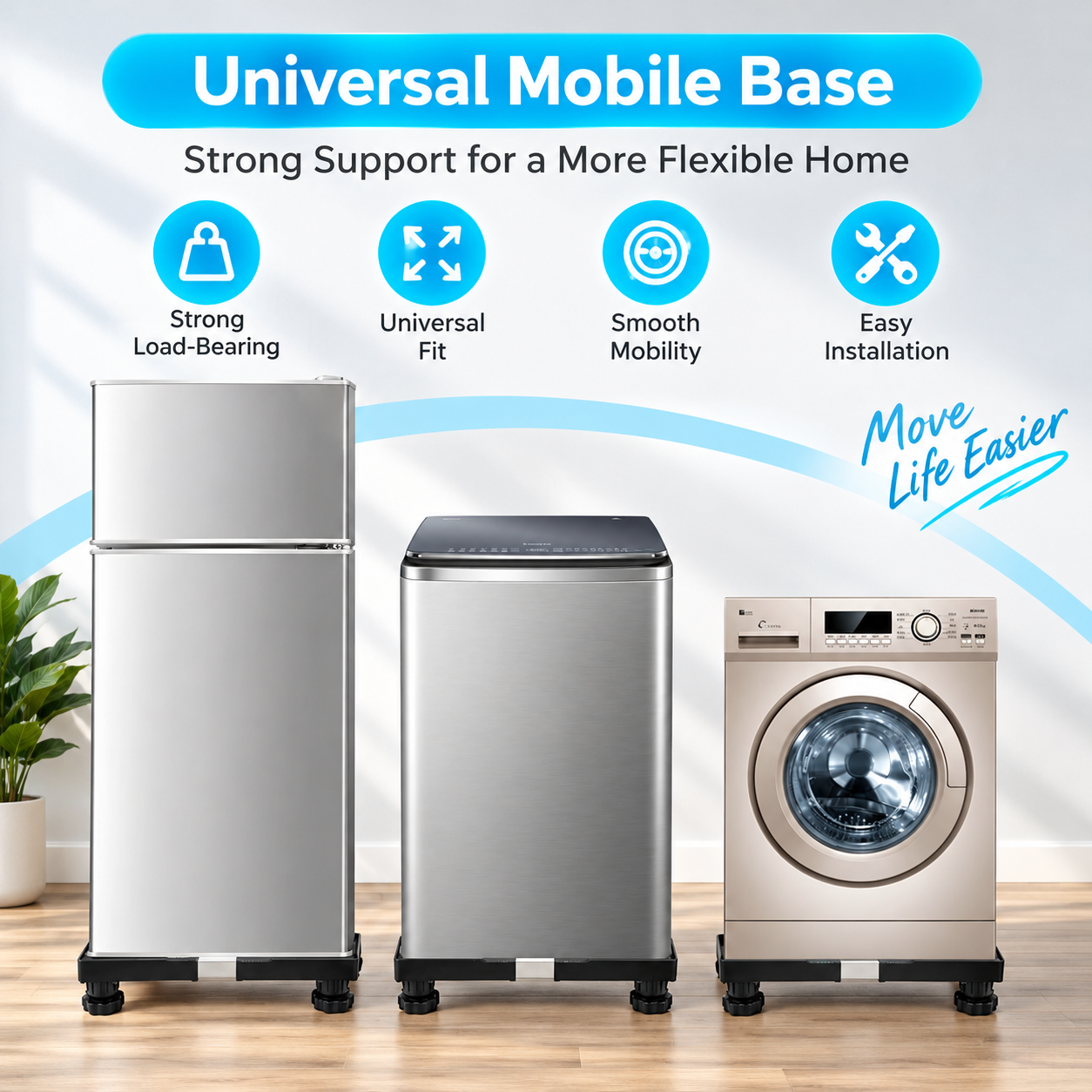 Adjustable 4-Leg Appliance Base — Stable, Expandable & Easy to Clean Under - 7