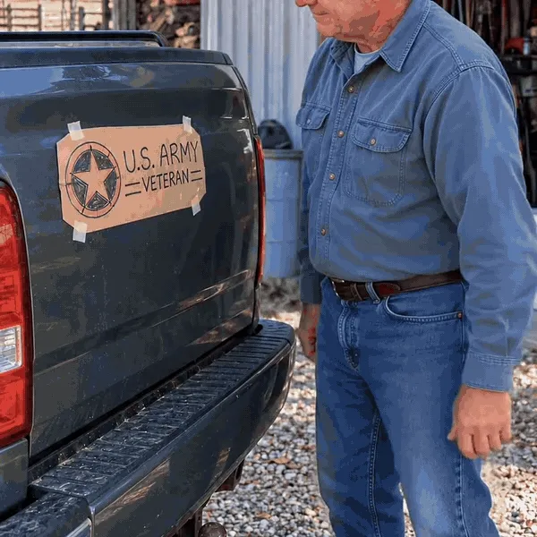 Animated demonstration from the supplied veteran emblem installation video