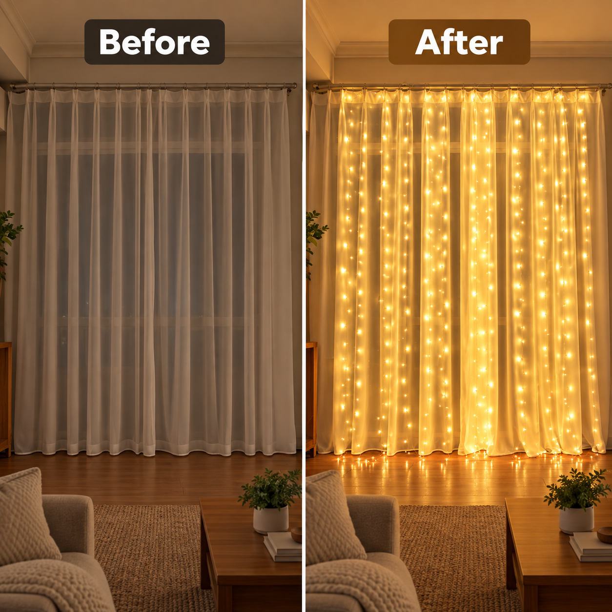 3M x 3M Christmas Curtain String Lights with Remote - 3