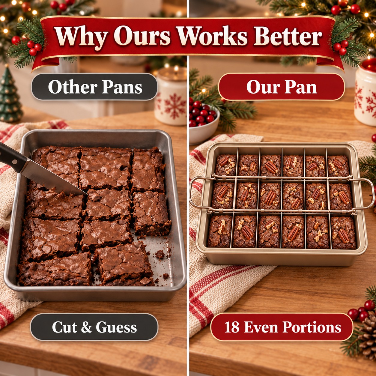 18-Portion Brownie Pan with Removable Divider - 3