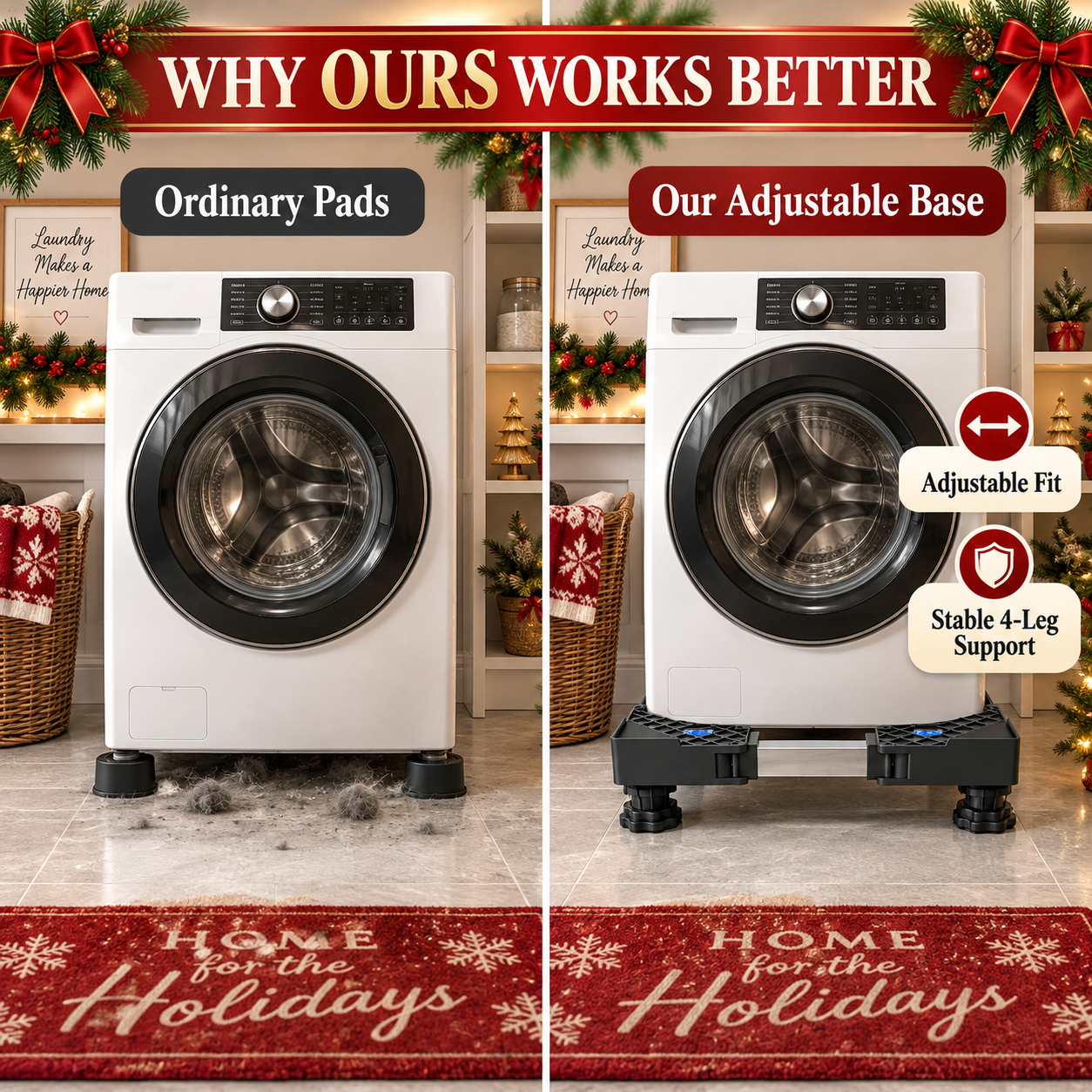 Adjustable 4-Leg Appliance Base — Stable, Expandable & Easy to Clean Under - 3