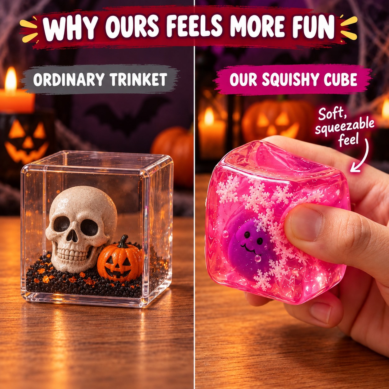 Halloween Character Squishy Cube – Soft Slow-Rise Toy - 3