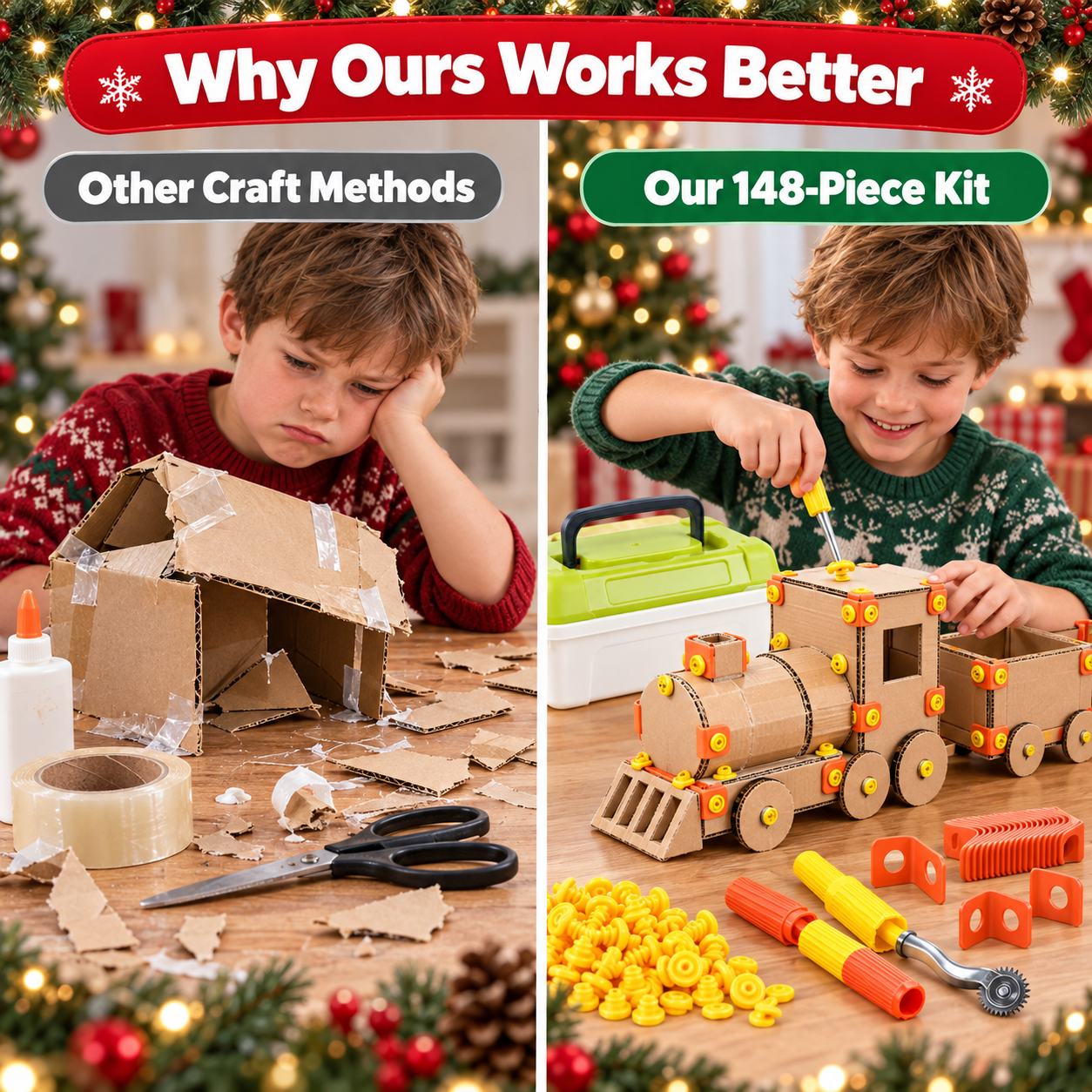 Our cardboard construction kit compared with ordinary craft methods