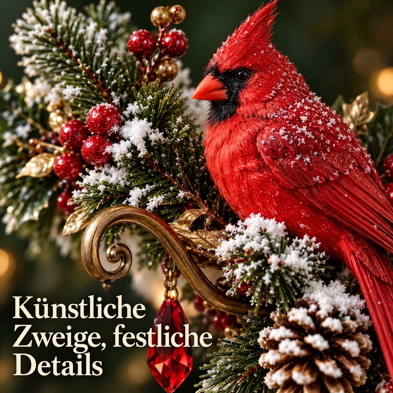 Weihnachts-Wandlaterne mit Kardinalvögeln für warmes Festlicht