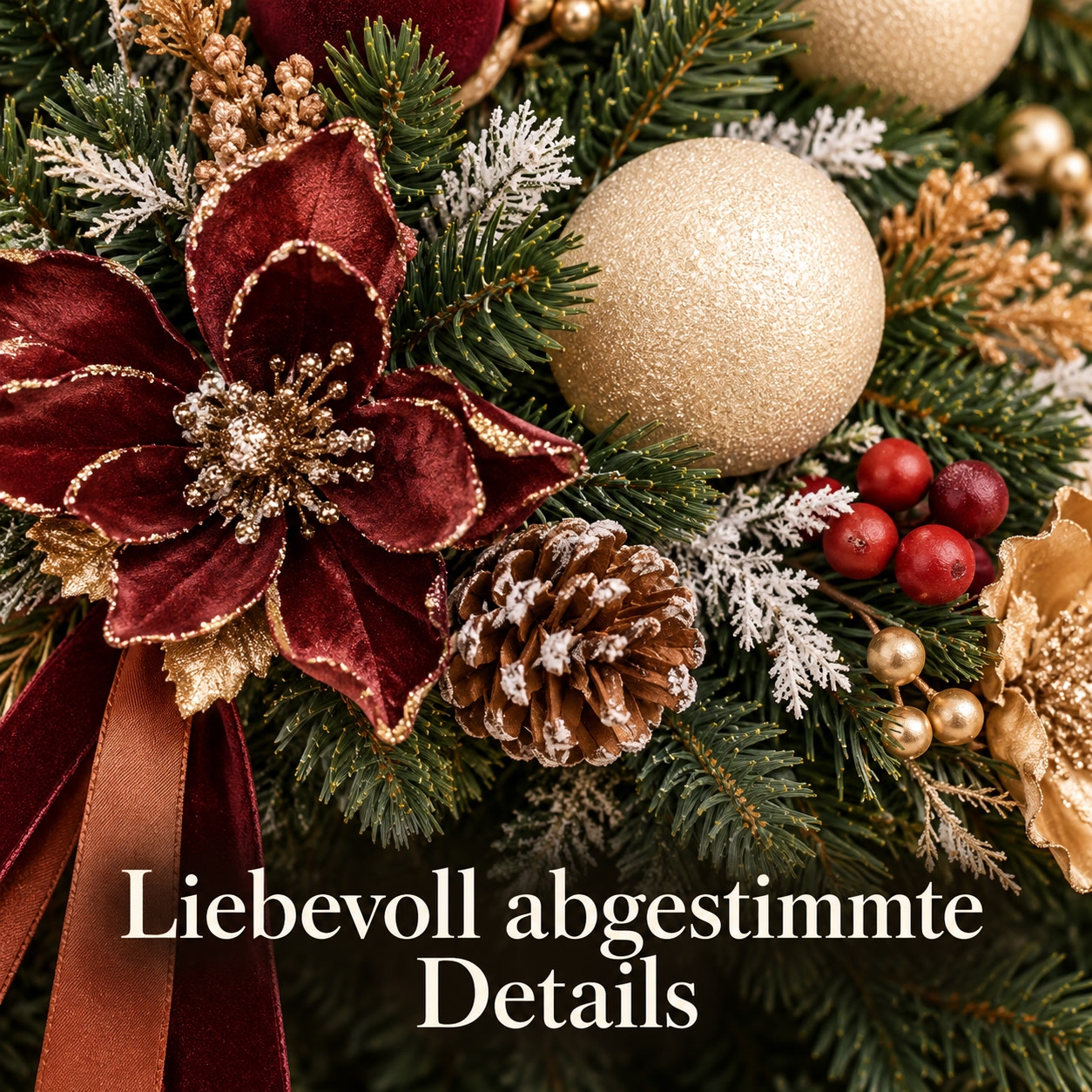 Weihnachtskranz in Halbmondform für einen festlichen Empfang