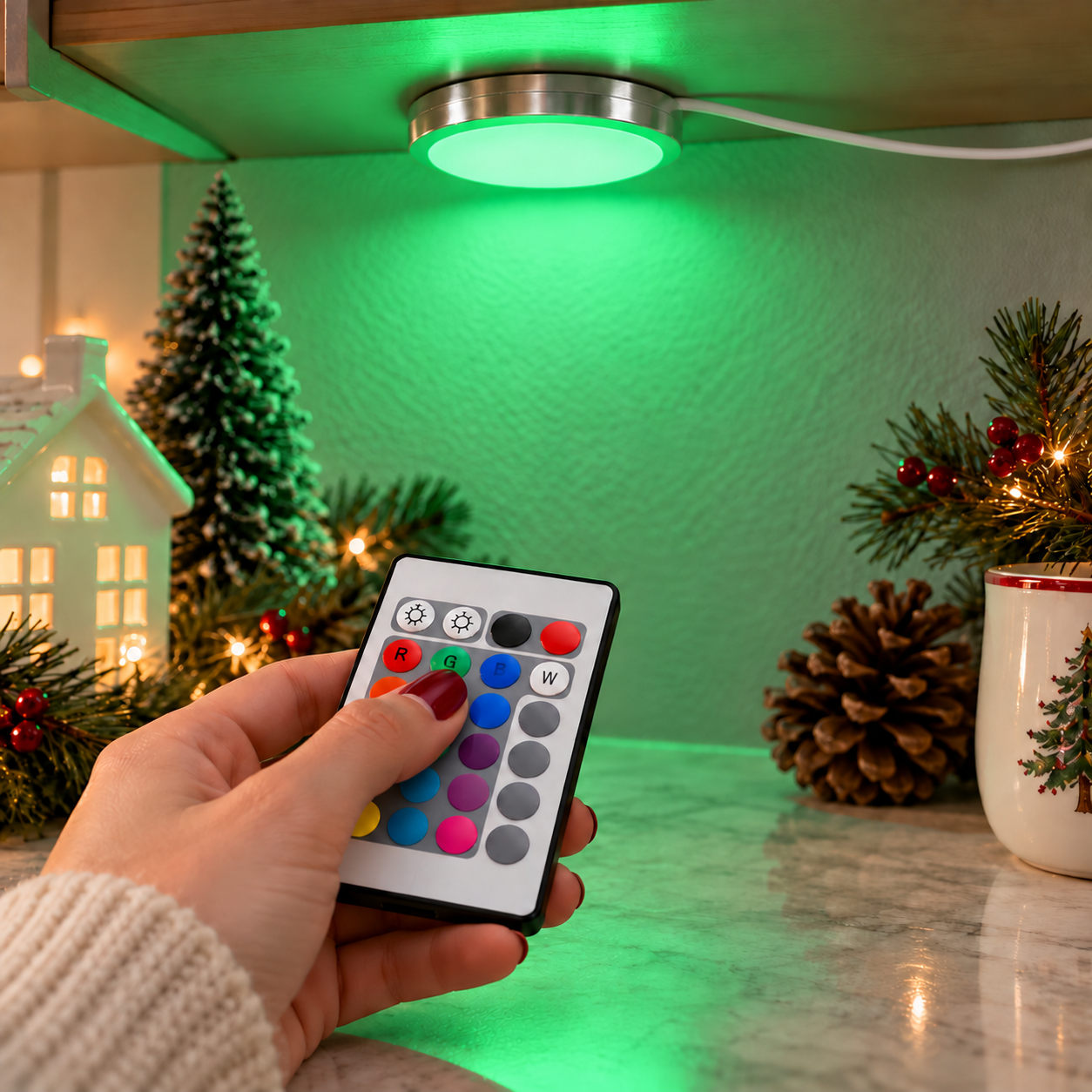 Using the 24-key remote to change the puck light color
