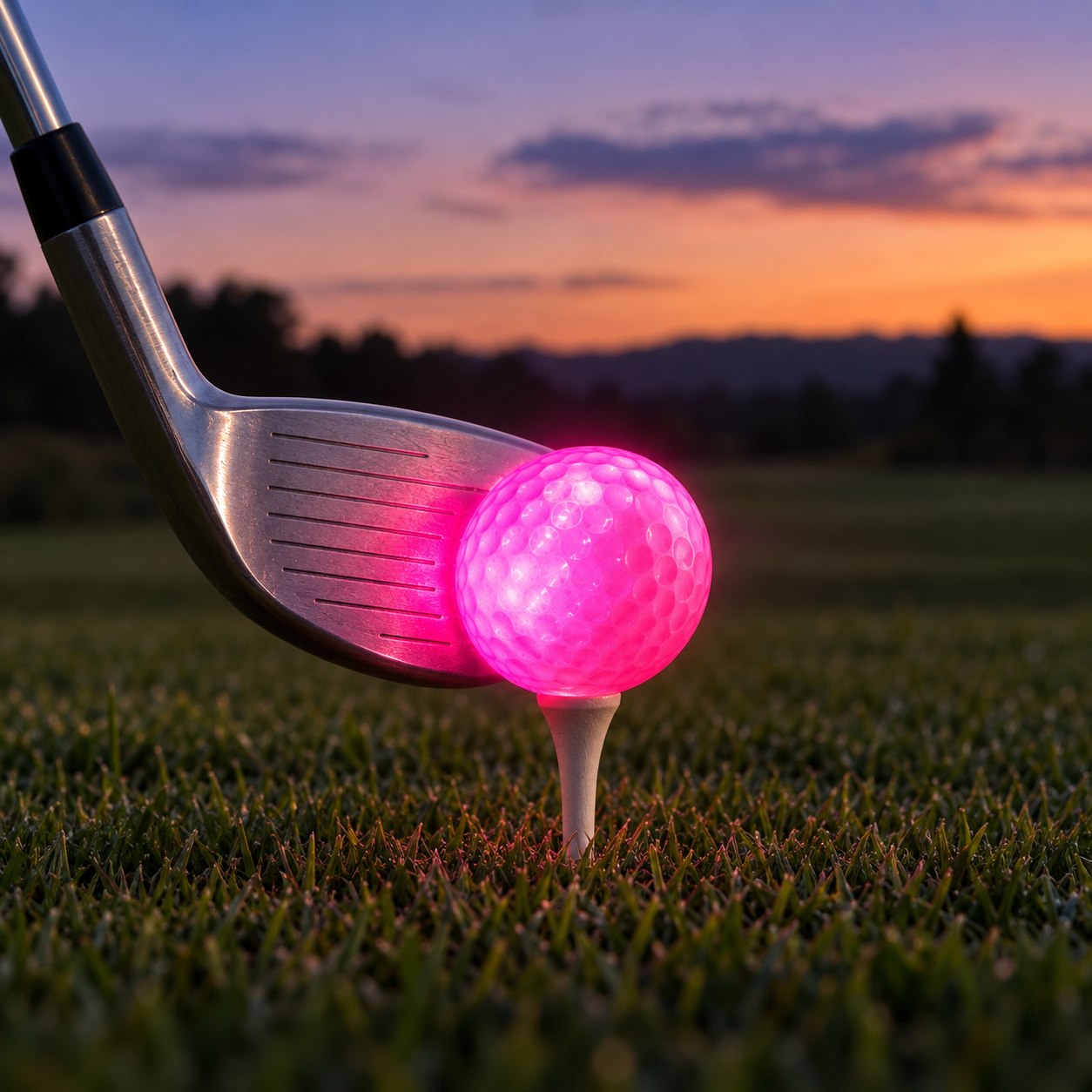 LED golf ball illuminating when struck by a golf club