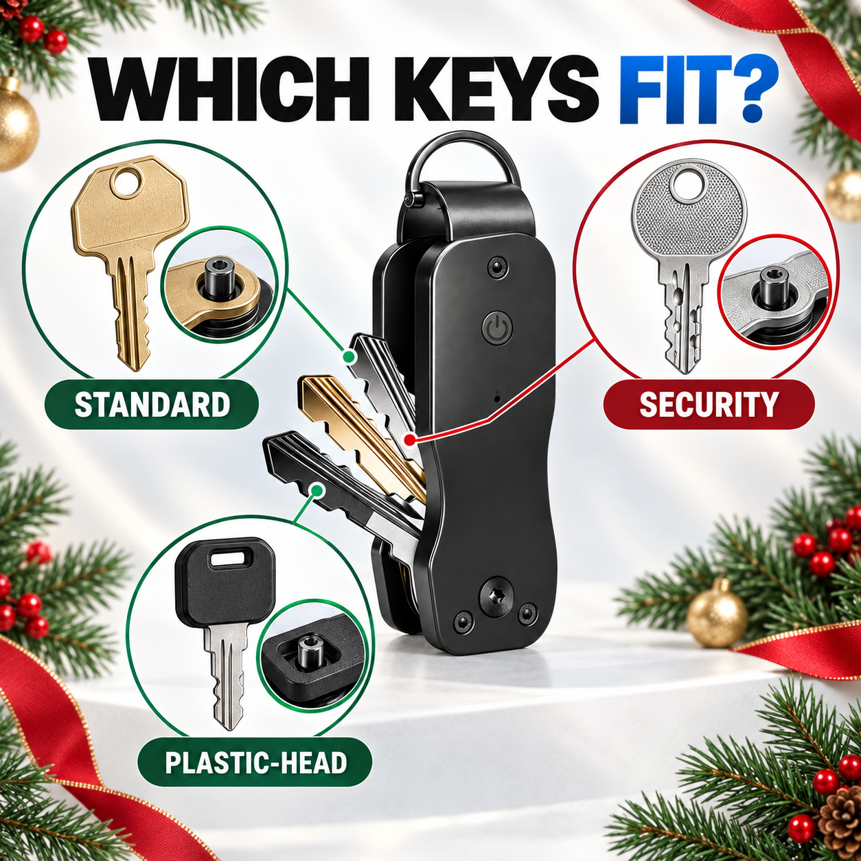 Examples of compatible standard, security, and plastic-head keys