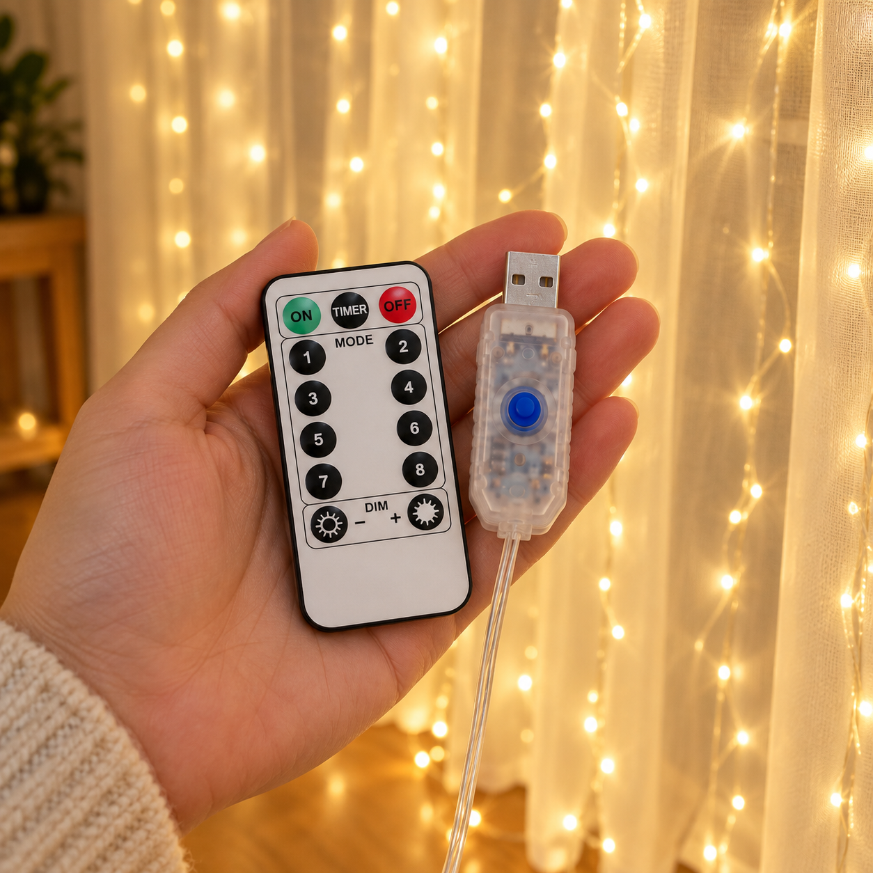 Remote and USB inline controller for the curtain lights