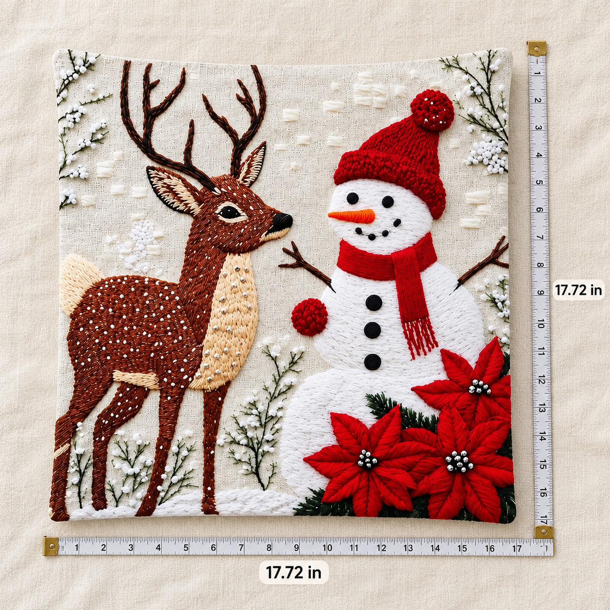 17.72 inch embroidered Christmas pillow cover dimensions