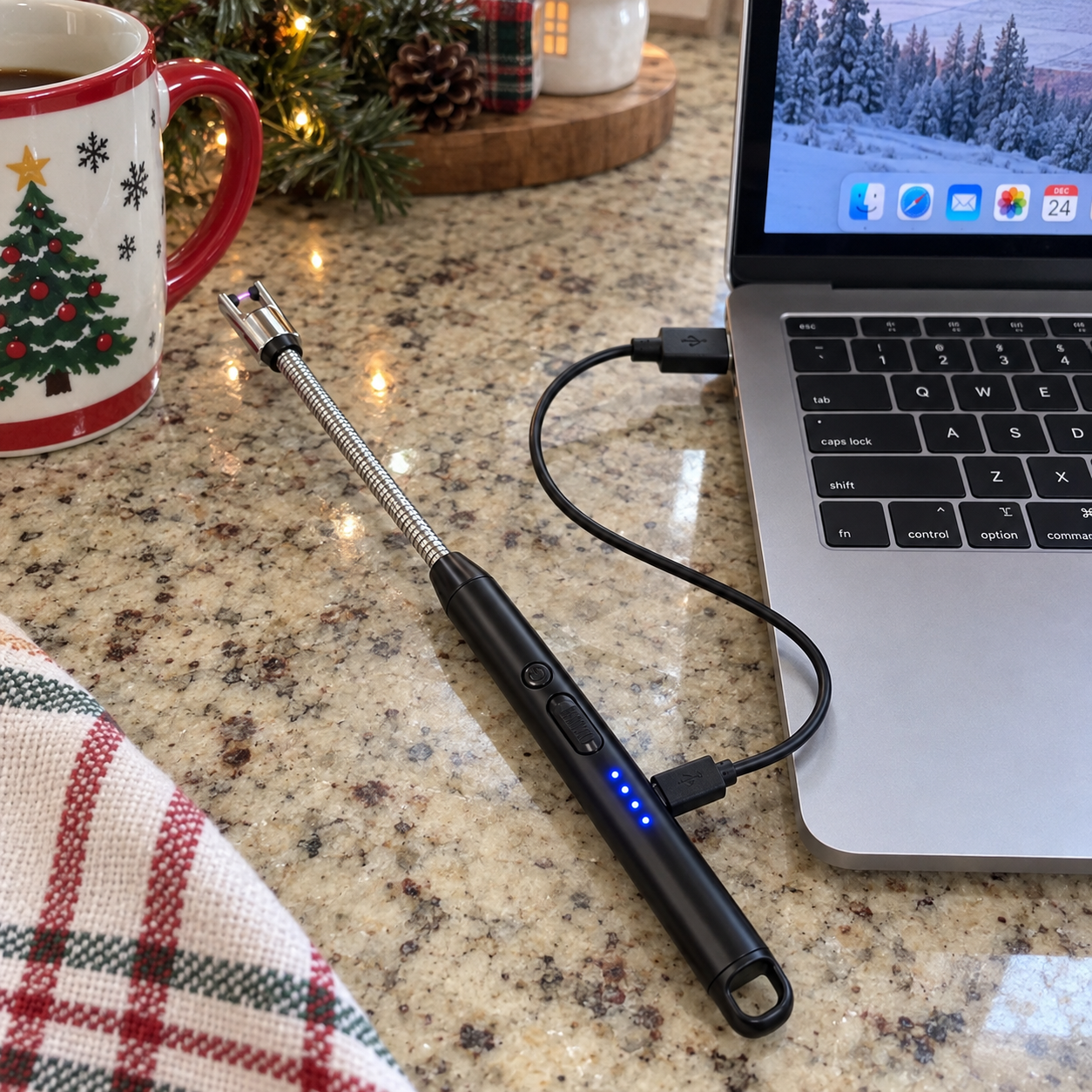 USB charging setup for the arc lighter
