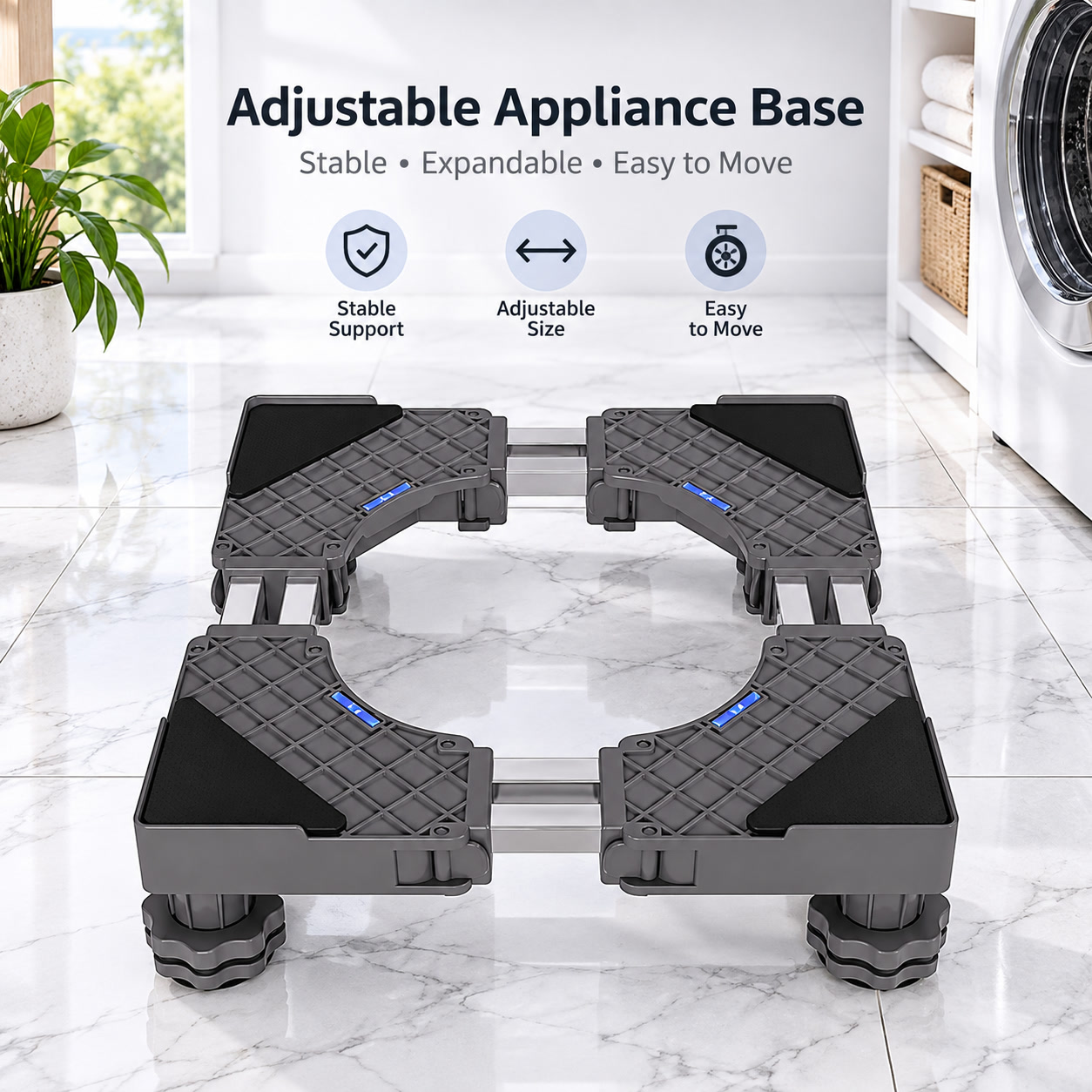 Adjustable 4-Leg Appliance Base — Stable, Expandable & Easy to Clean Under - 9
