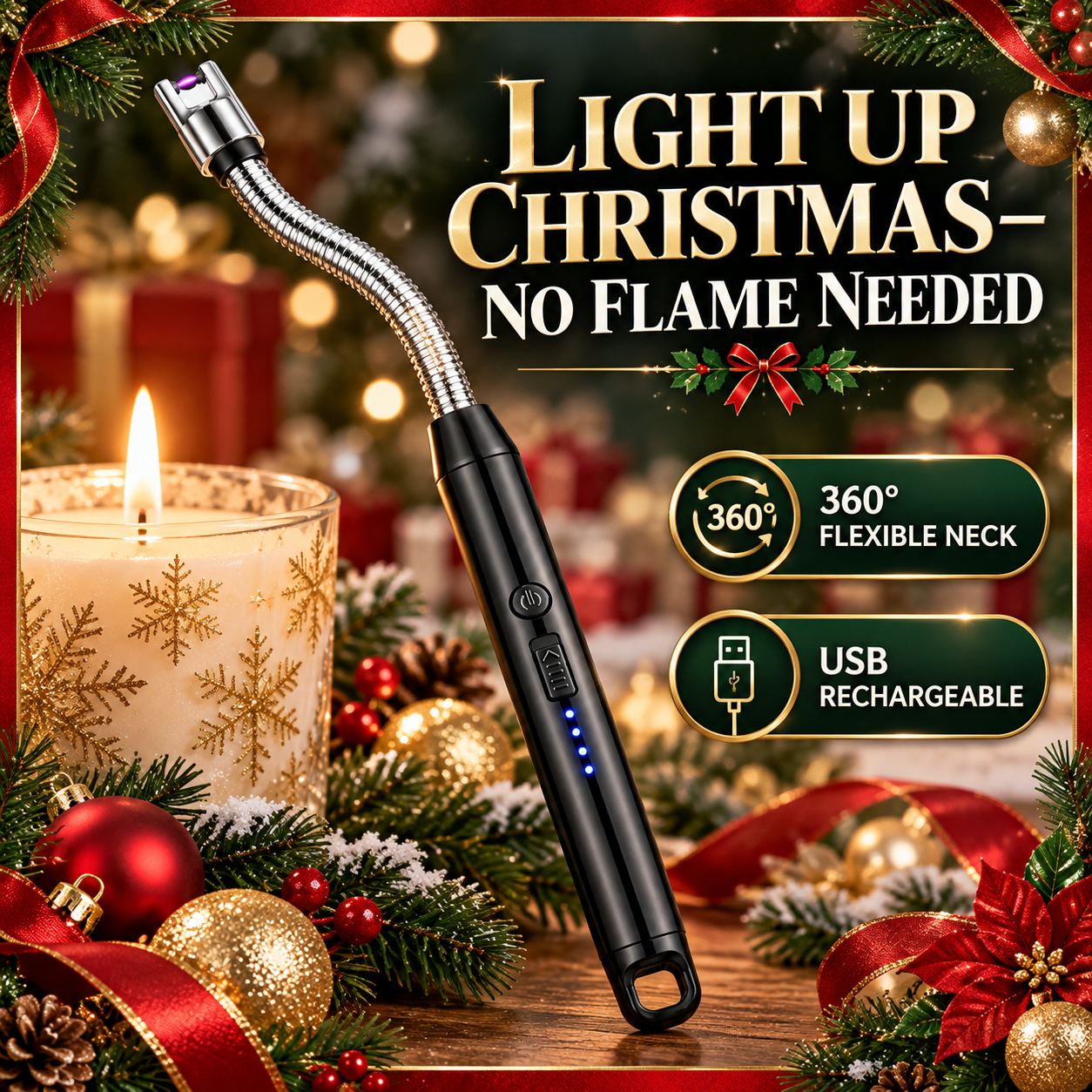 Christmas Flexible Arc Lighter — USB Rechargeable & Wind-Resistant - 1