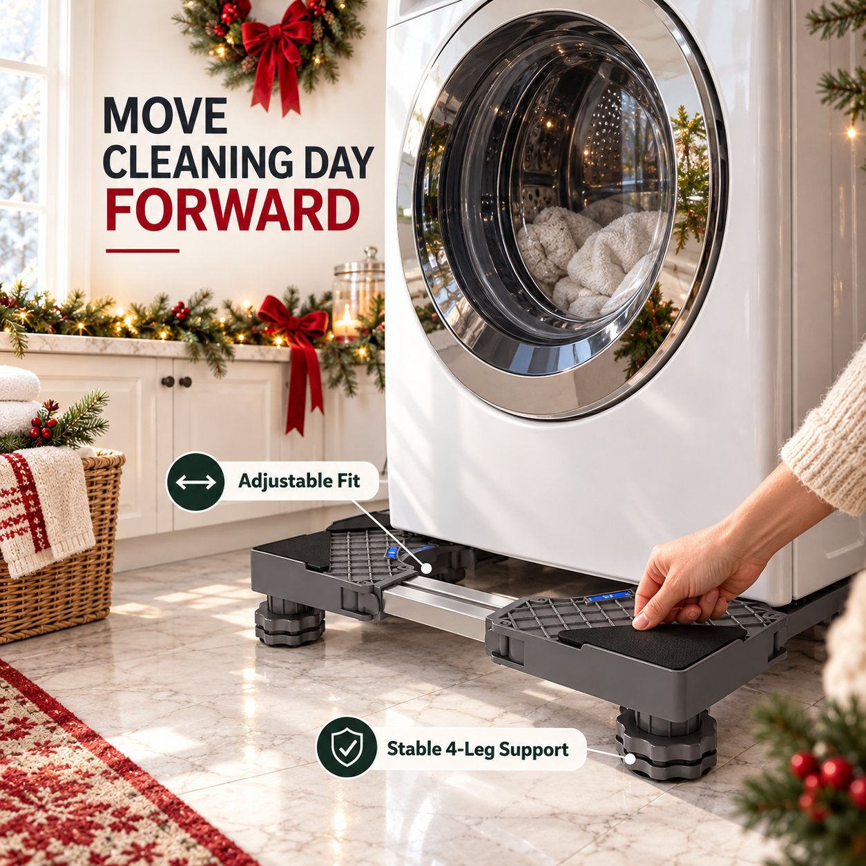 Adjustable 4-Leg Appliance Base — Stable, Expandable & Easy to Clean Under - 1