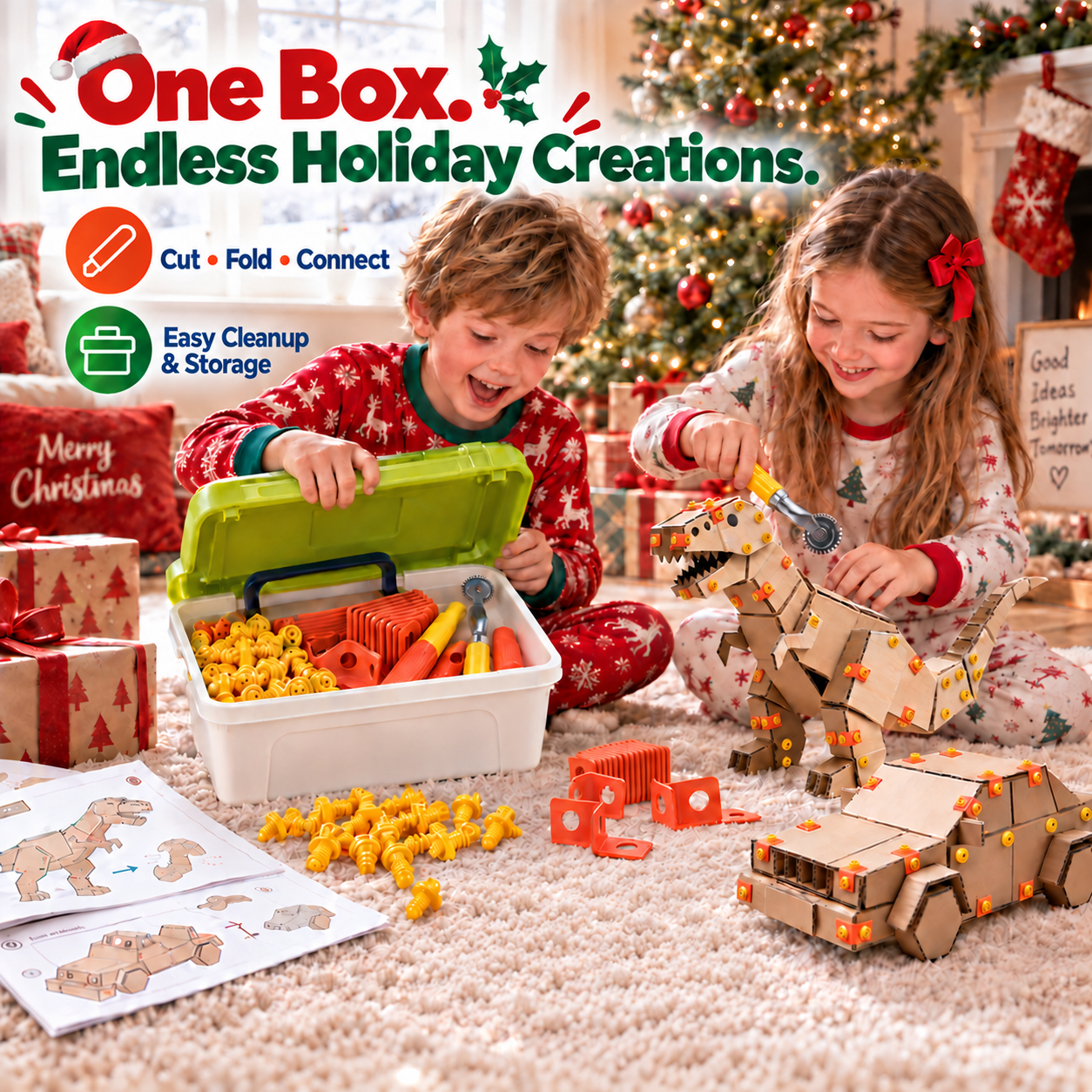 148-Piece Kids' Cardboard Construction Kit with Storage Box - 2