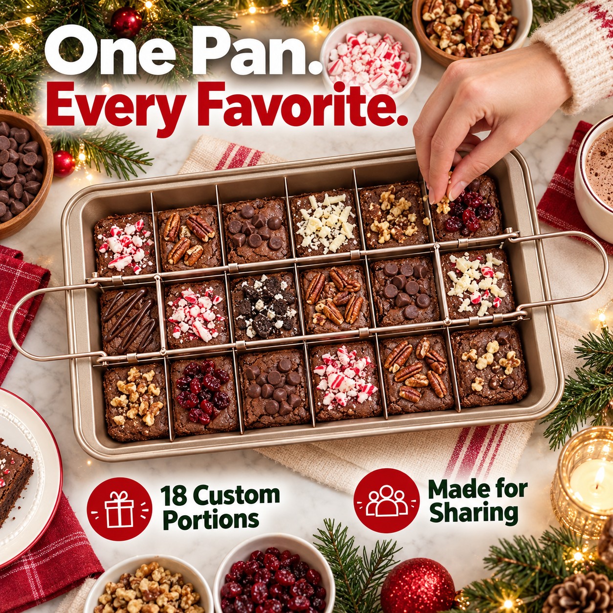 18-Portion Brownie Pan with Removable Divider - 2