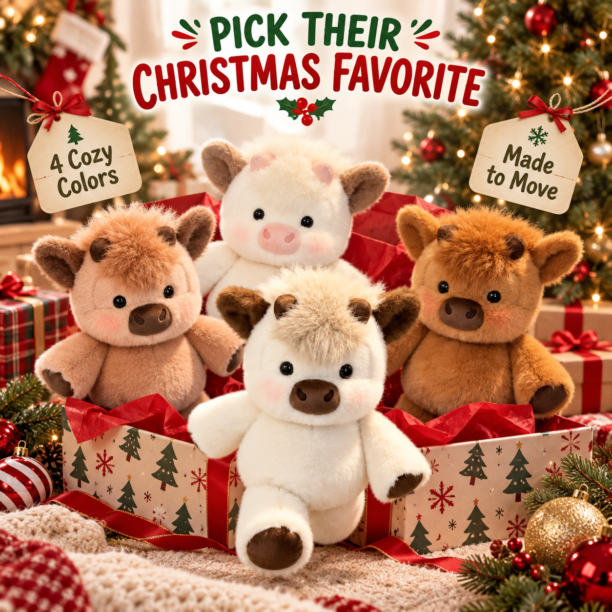 Christmas Running Cow Plush – Wiggles, Walks & Brings Holiday Cheer - 2