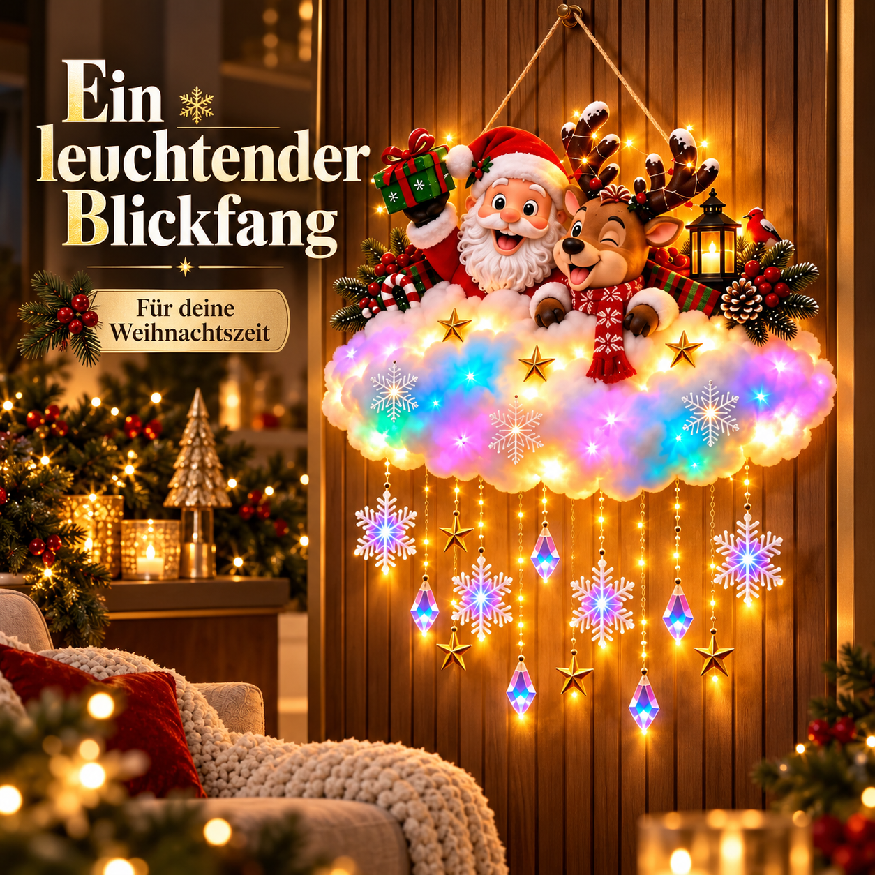 Leuchtende Weihnachts-Wolkendeko für ein gemütliches Zuhause