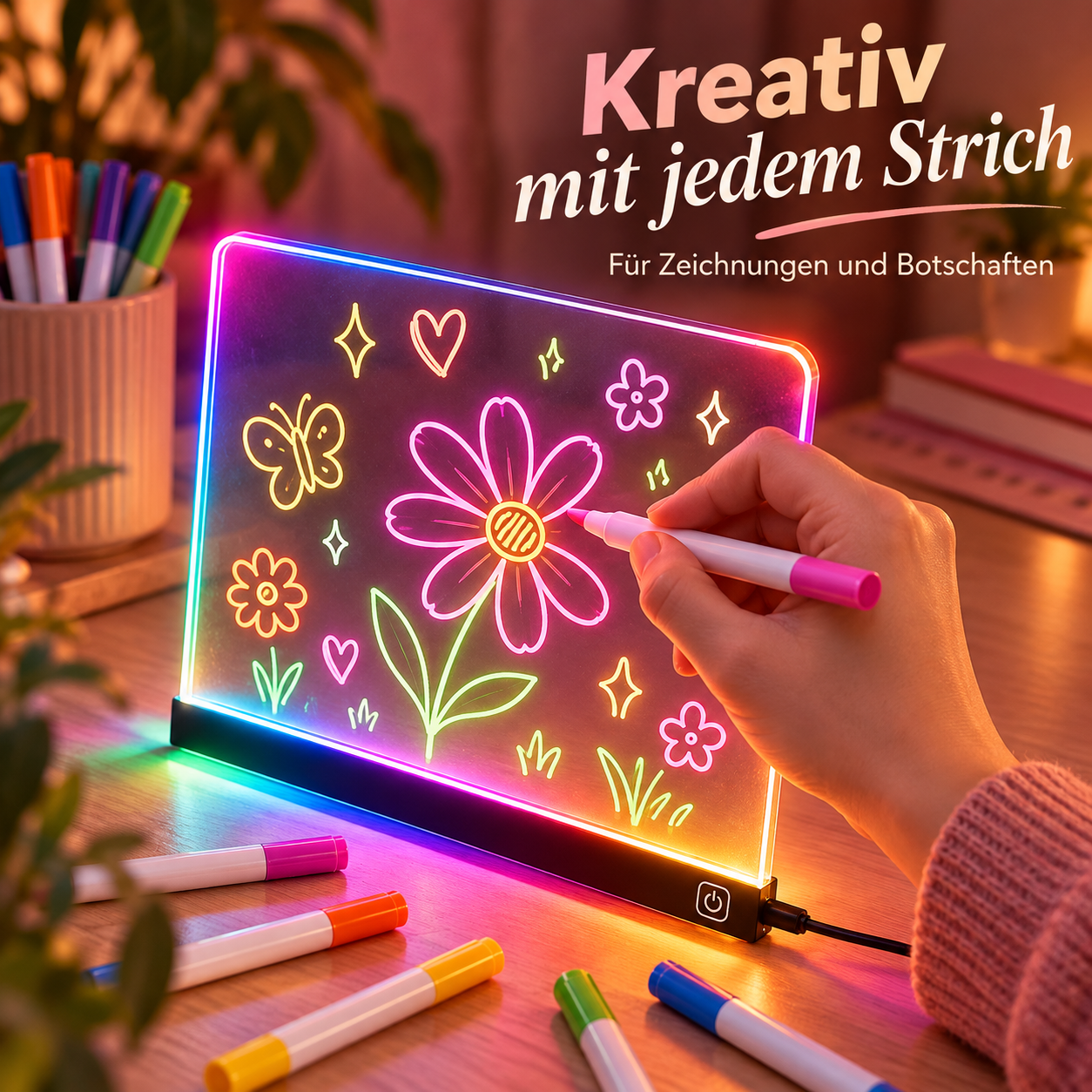 Leuchtende Acryltafeln für kreative Botschaften im 20er-Set