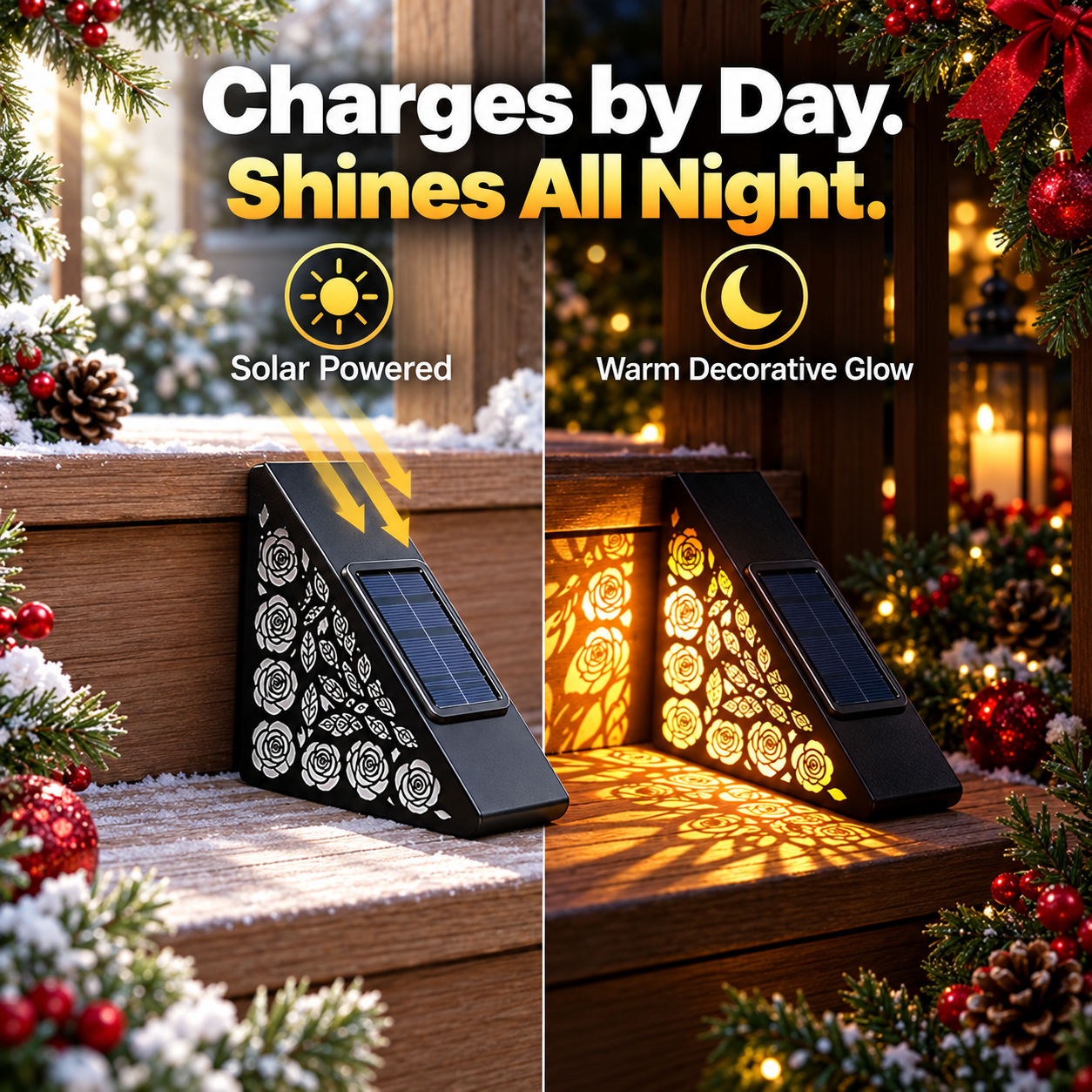 Solar step light charging by day and glowing at night