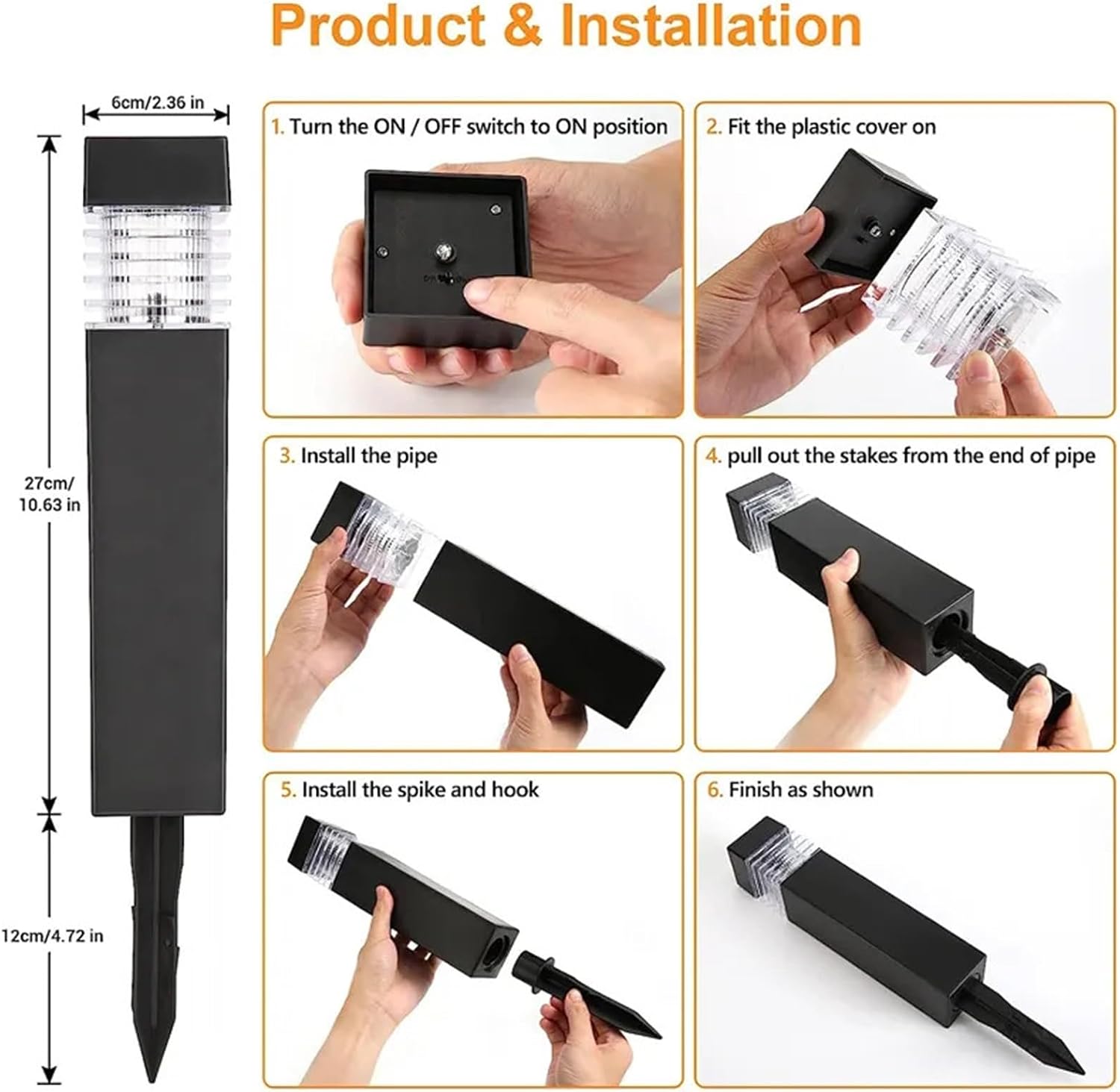 Solar pathway light dimensions and installation