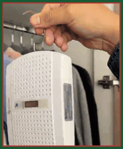 Hanging the rechargeable mini dehumidifier in a closet