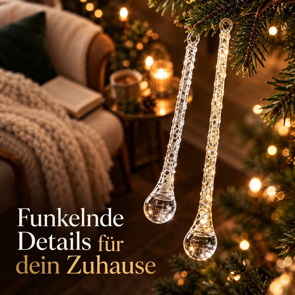Glas-Eiszapfen für funkelnde Weihnachtsmomente