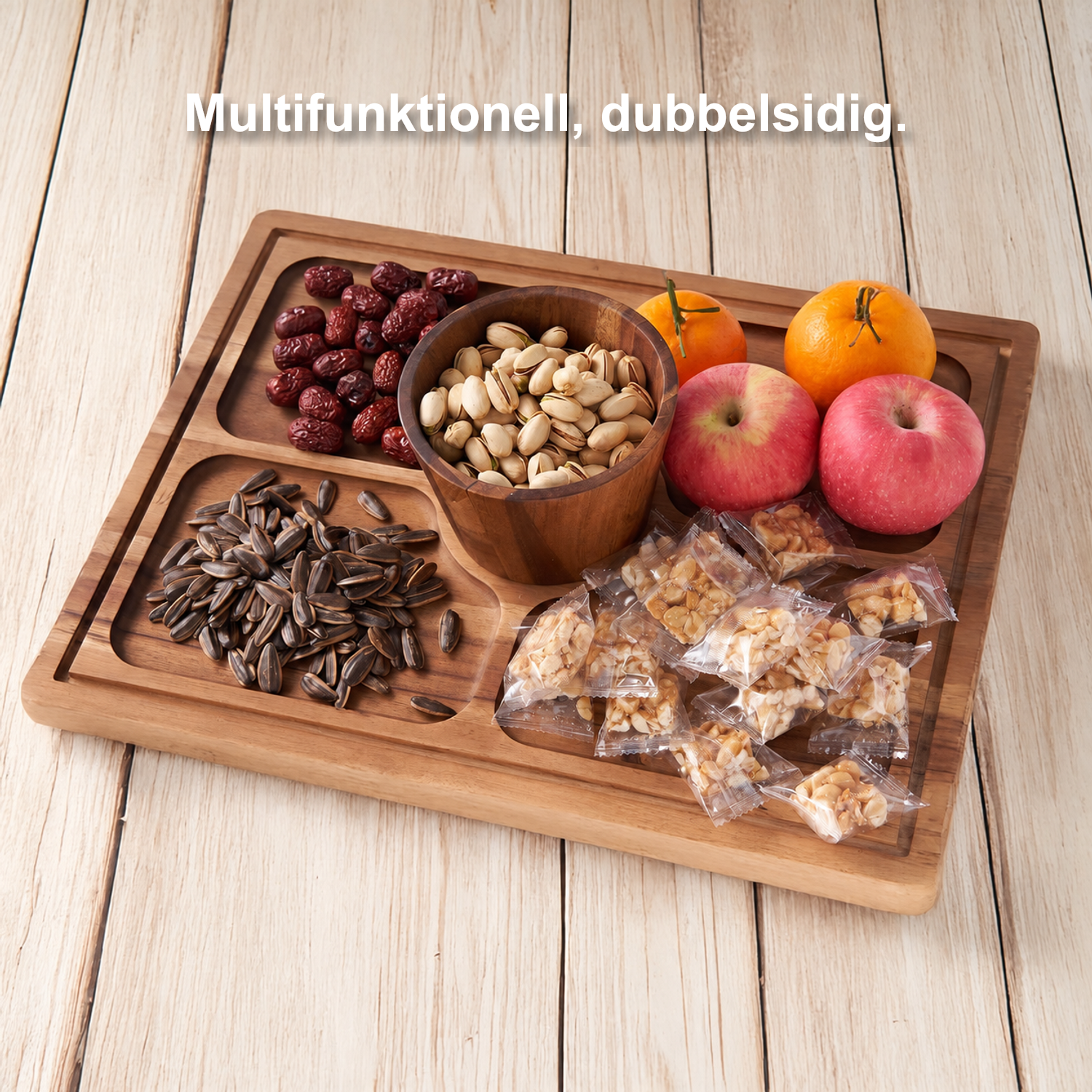 Multifunktionell, dubbelsidig.