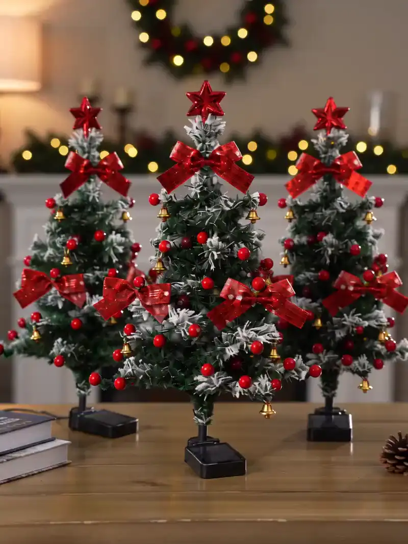 Solar-Weihnachtsbaum-Steckleuchte in Schneeoptik mit bunten LEDs – Produktabbildung