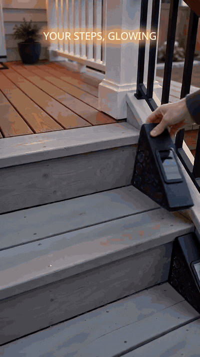 Solar step light placement and nighttime glow demonstration