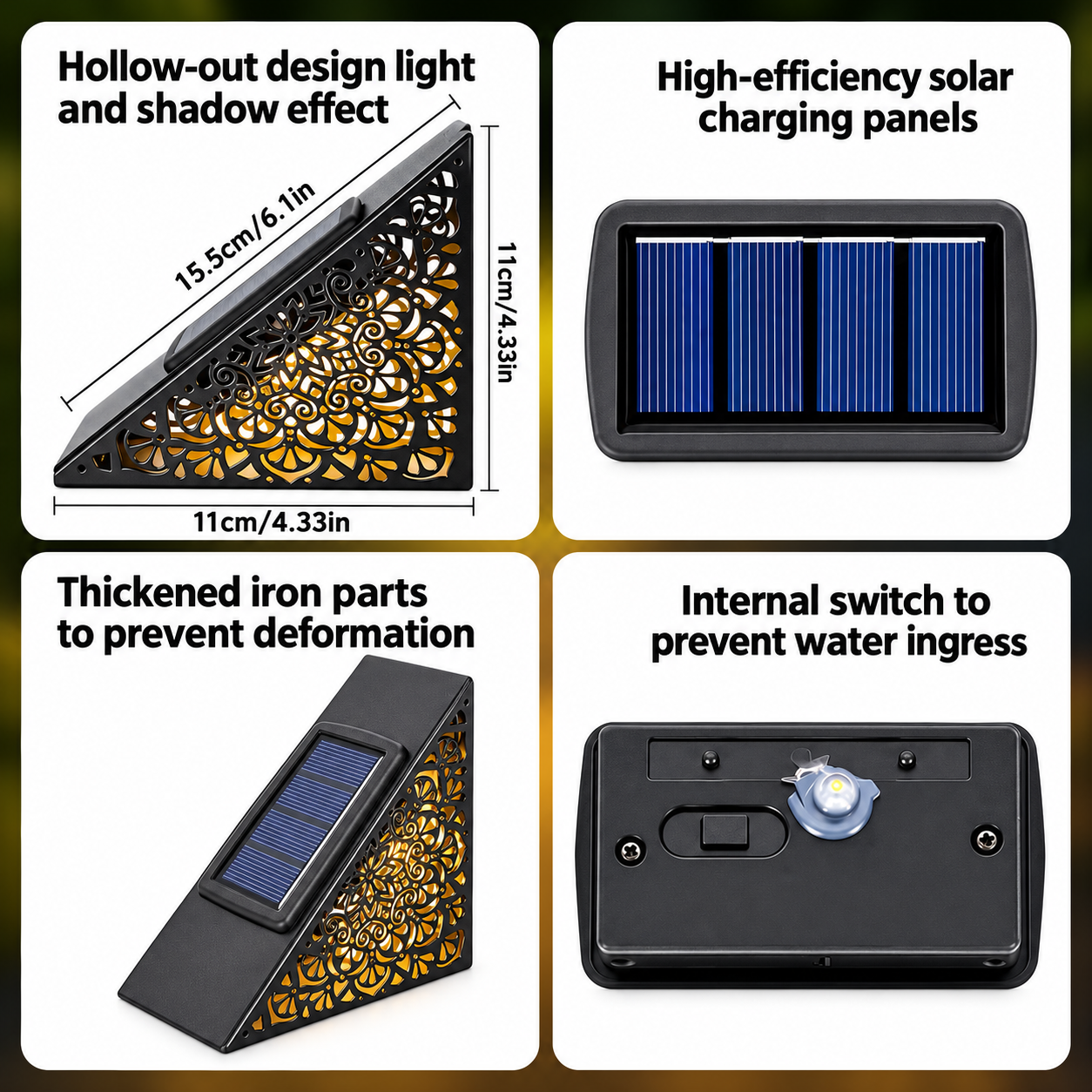 Solar step light dimensions and construction details