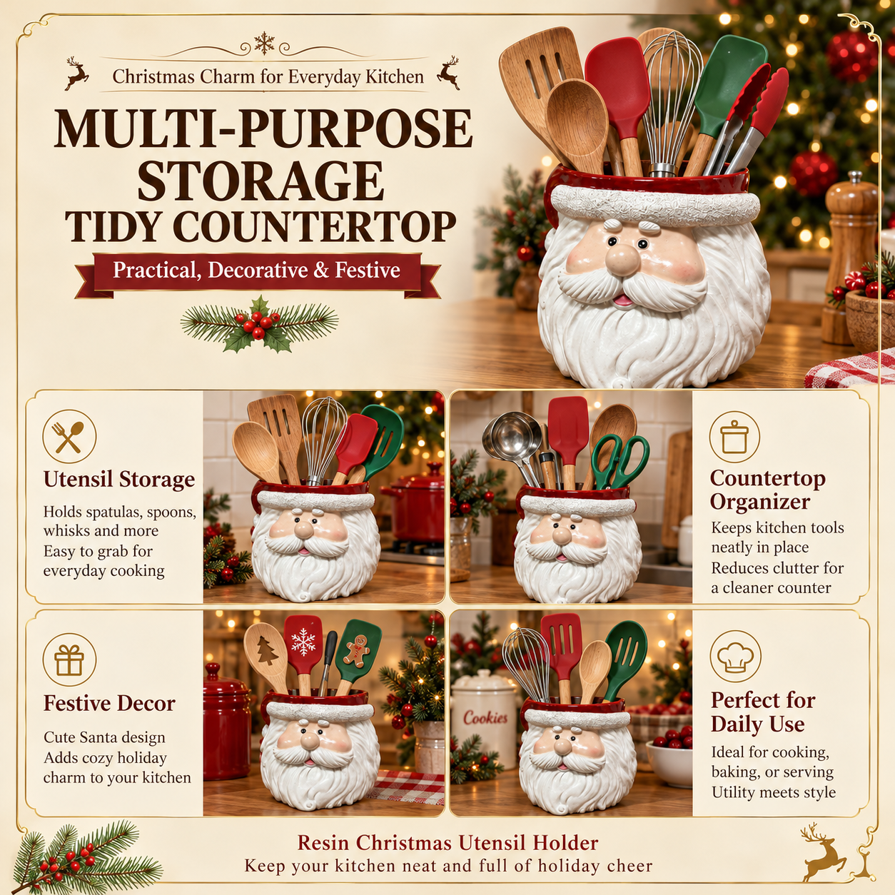 Santa holder organizing everyday cooking utensils