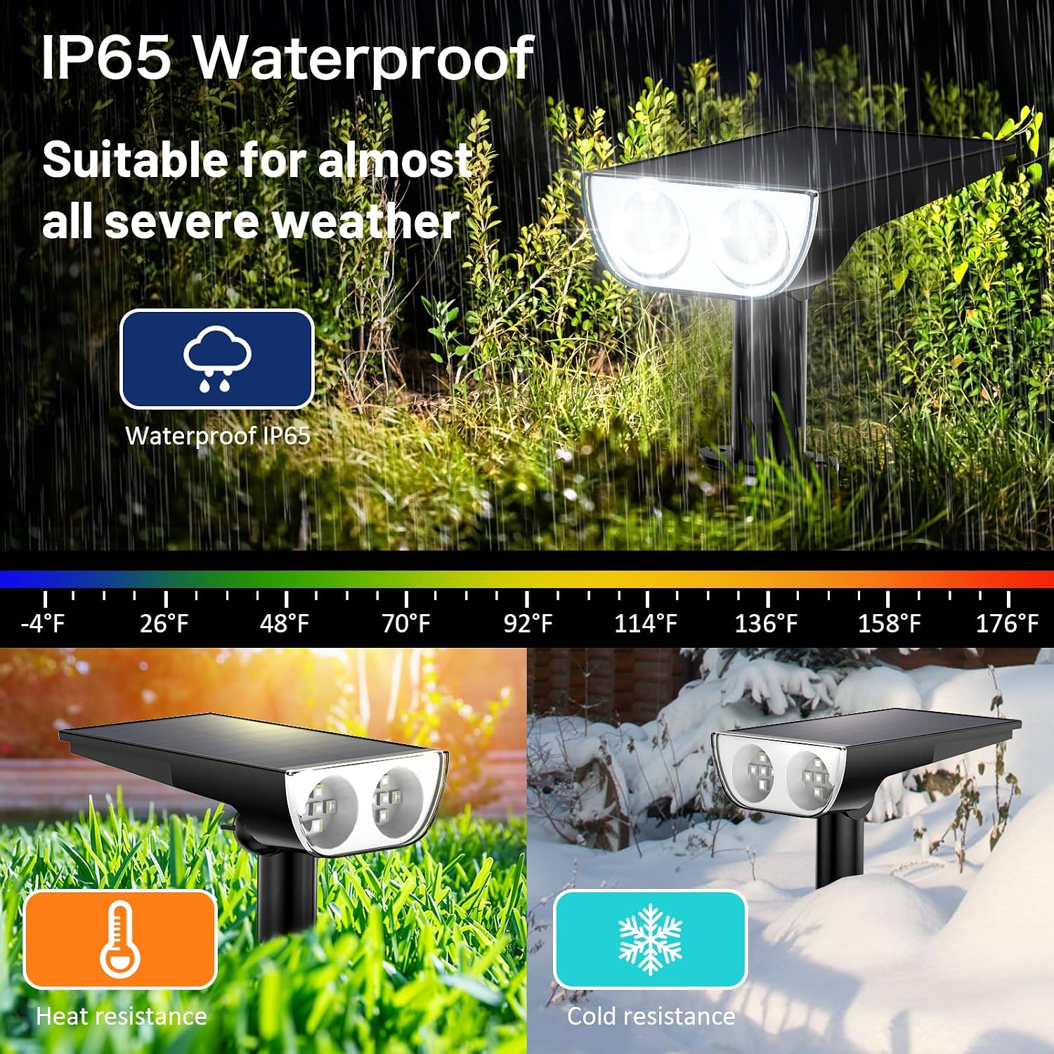 Christmas RGB Solar Landscape Spotlight – 2-LED Color-Lock Outdoor Light