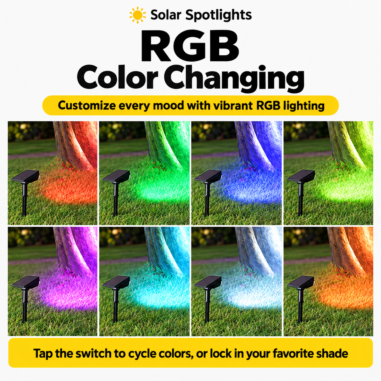 RGB color options for the solar spotlight