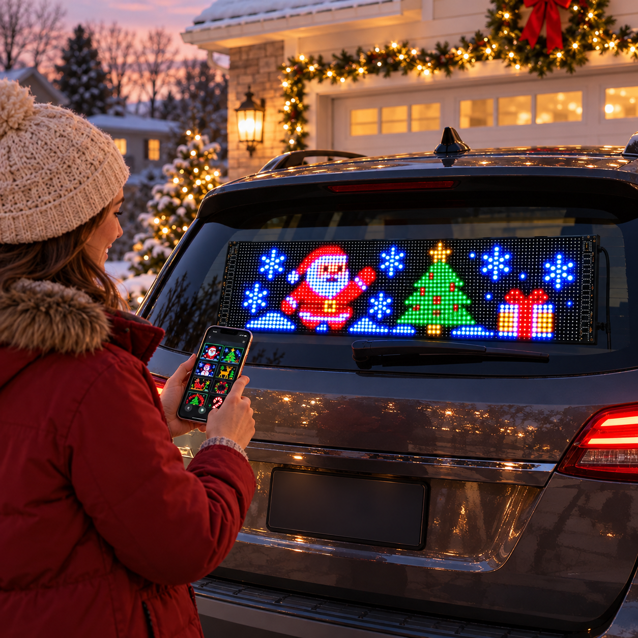 Changing a Santa and Christmas tree LED scene from a phone