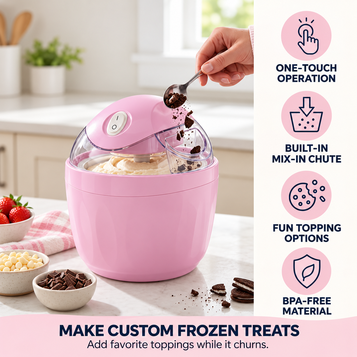 Christmas Mini Ice Cream Maker with Mix-In Chute