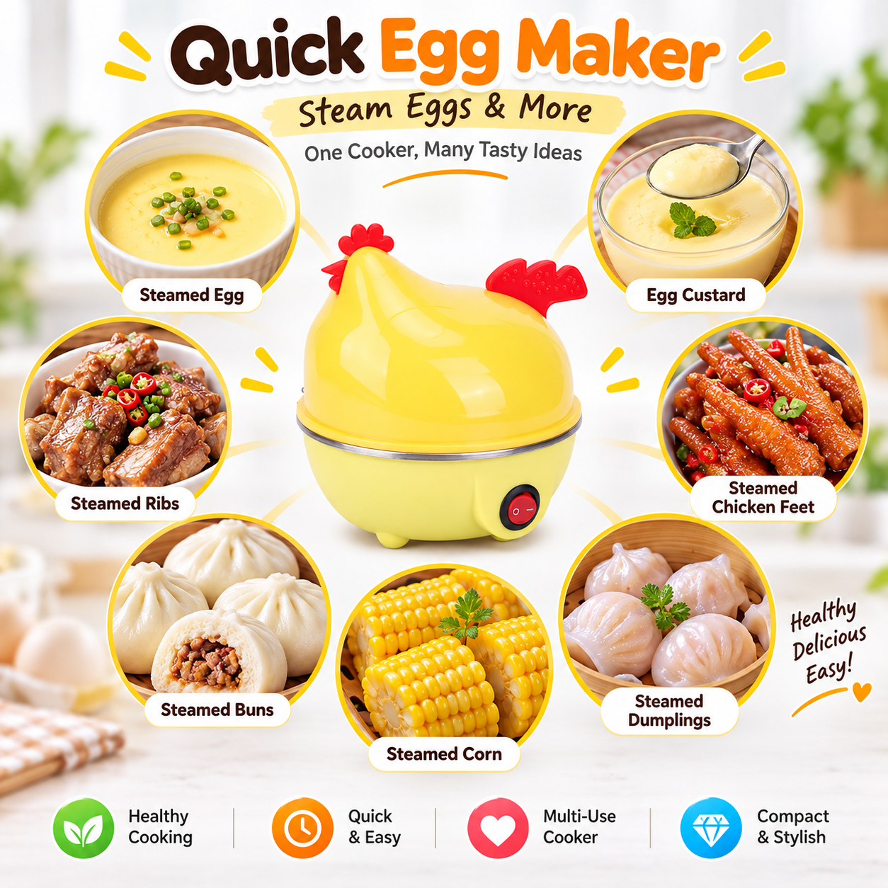 Christmas Chicken Egg Cooker – 7-Egg Mini Steamer