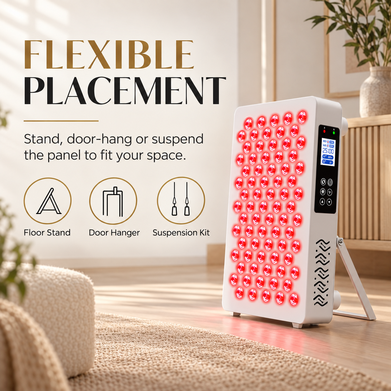 Flexible placement options for Ray Flex M70 red light panel