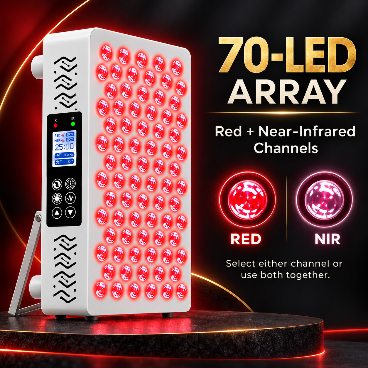 70 LED array with red and near-infrared light channels