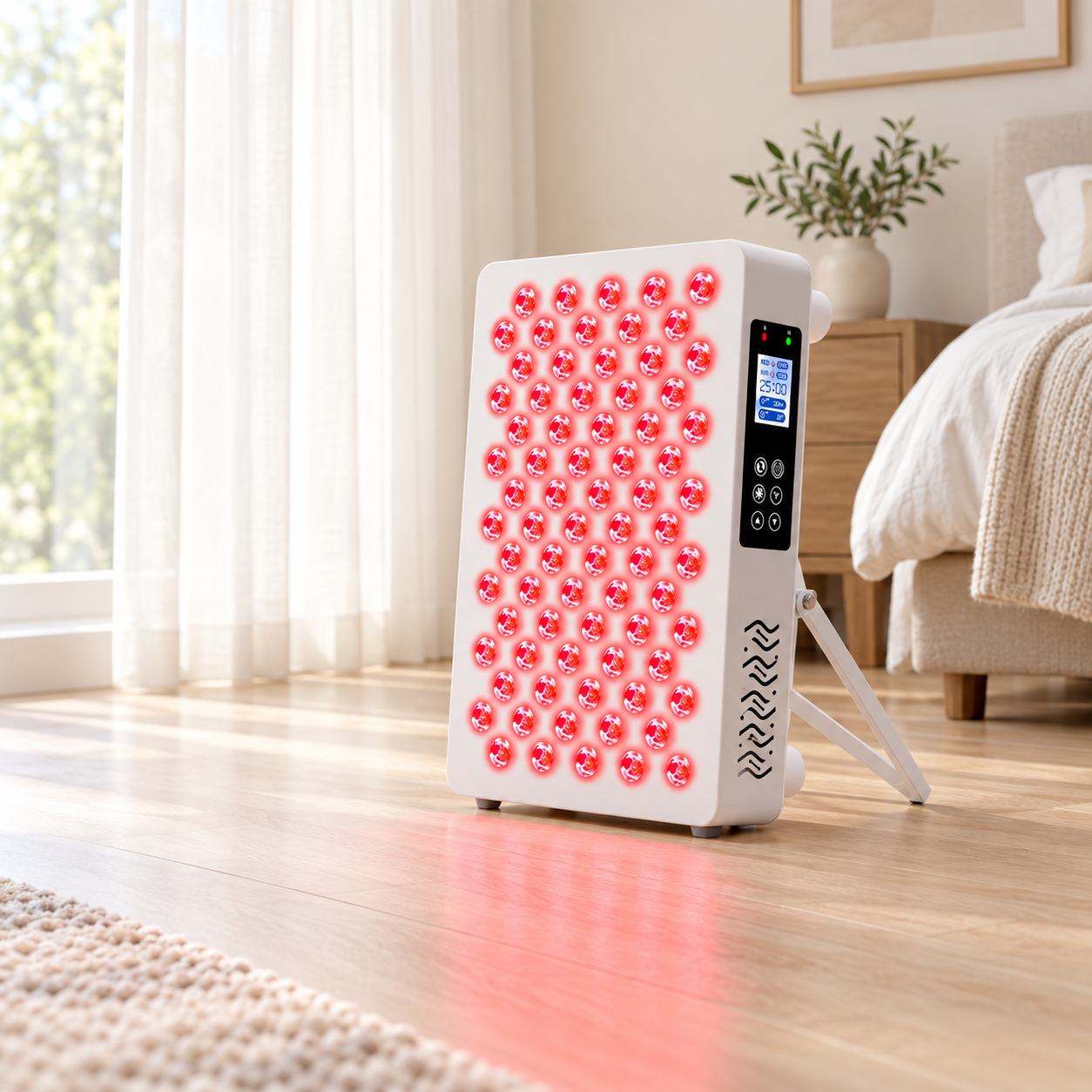 Ray Flex M70 red light panel in a bright home setting